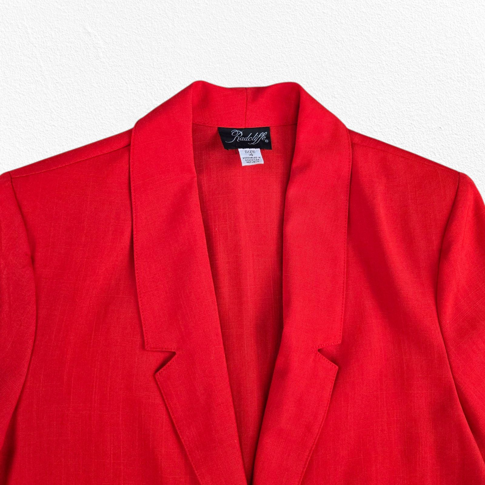 Vintage 1980s Vintage Red Power Suit Jacket Blazer Size 14 Size XL / US 12-14 / IT 48-50 - 3 Thumbnail