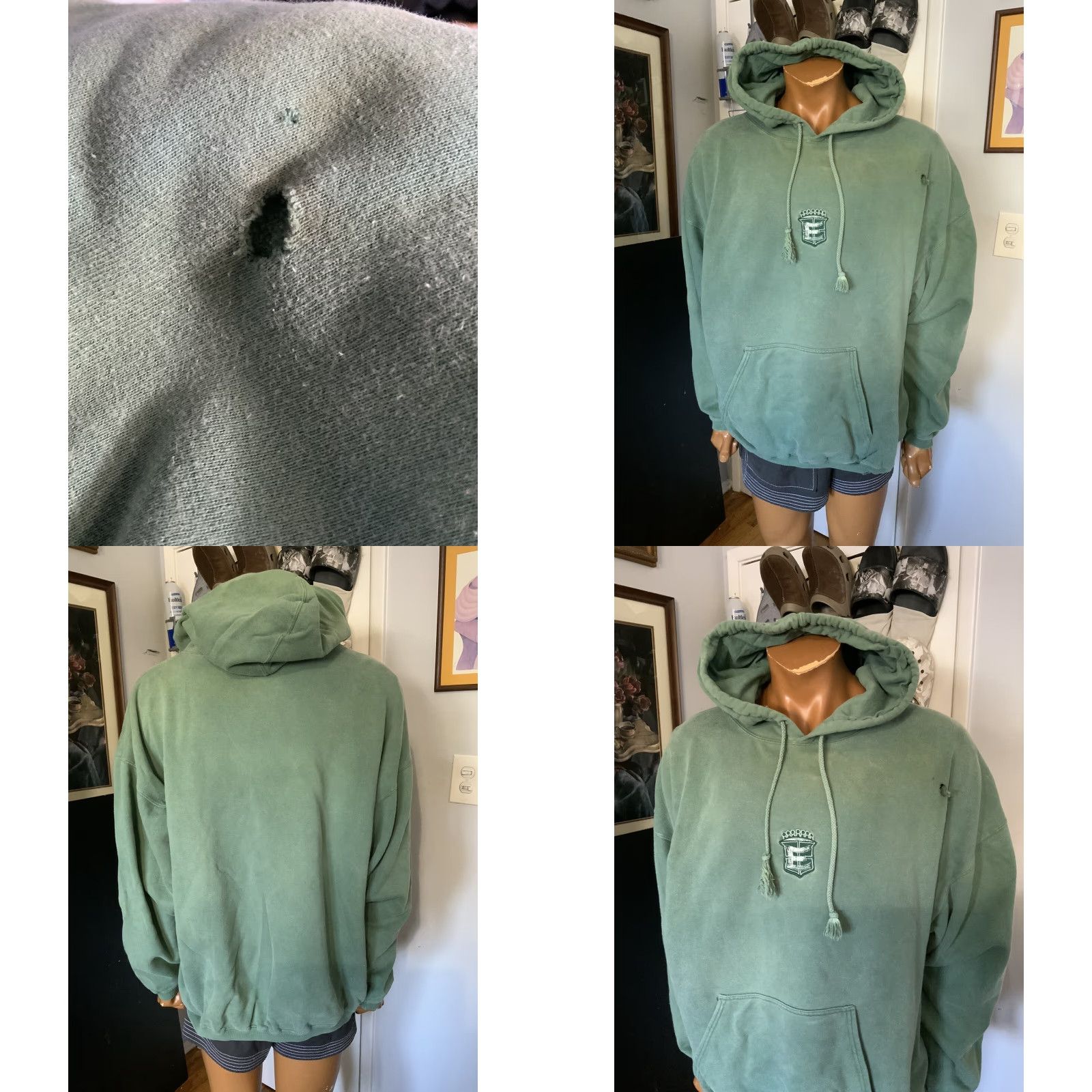 Vintage VINTAGE Ezekiel Hoodie 90s Pullover Fleece Overdye Green XL Mens Skateboarding Size US XL / EU 56 / 4 - 8 Thumbnail