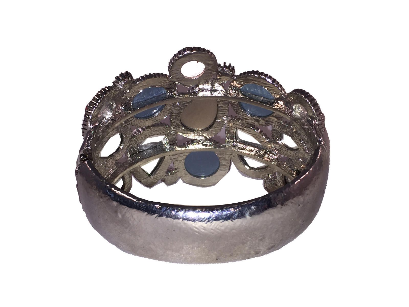 Designer Massive Bejeweled Costume Bracelet with Glass Rhinestones Size ONE SIZE - 4 Thumbnail