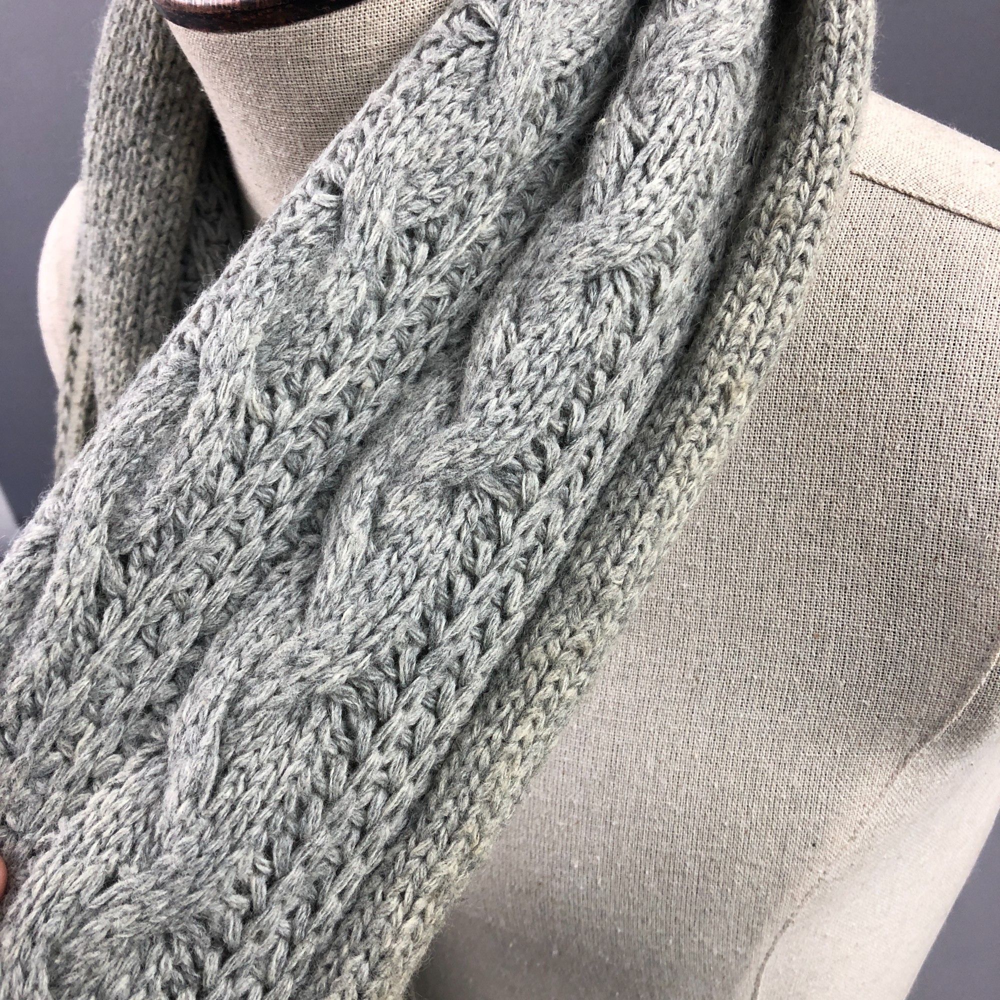 Homespun Knitwear Vintage Ships Infinity Scarf Cable Knit Ribbed Wool Scarves. Size ONE SIZE - 9 Thumbnail