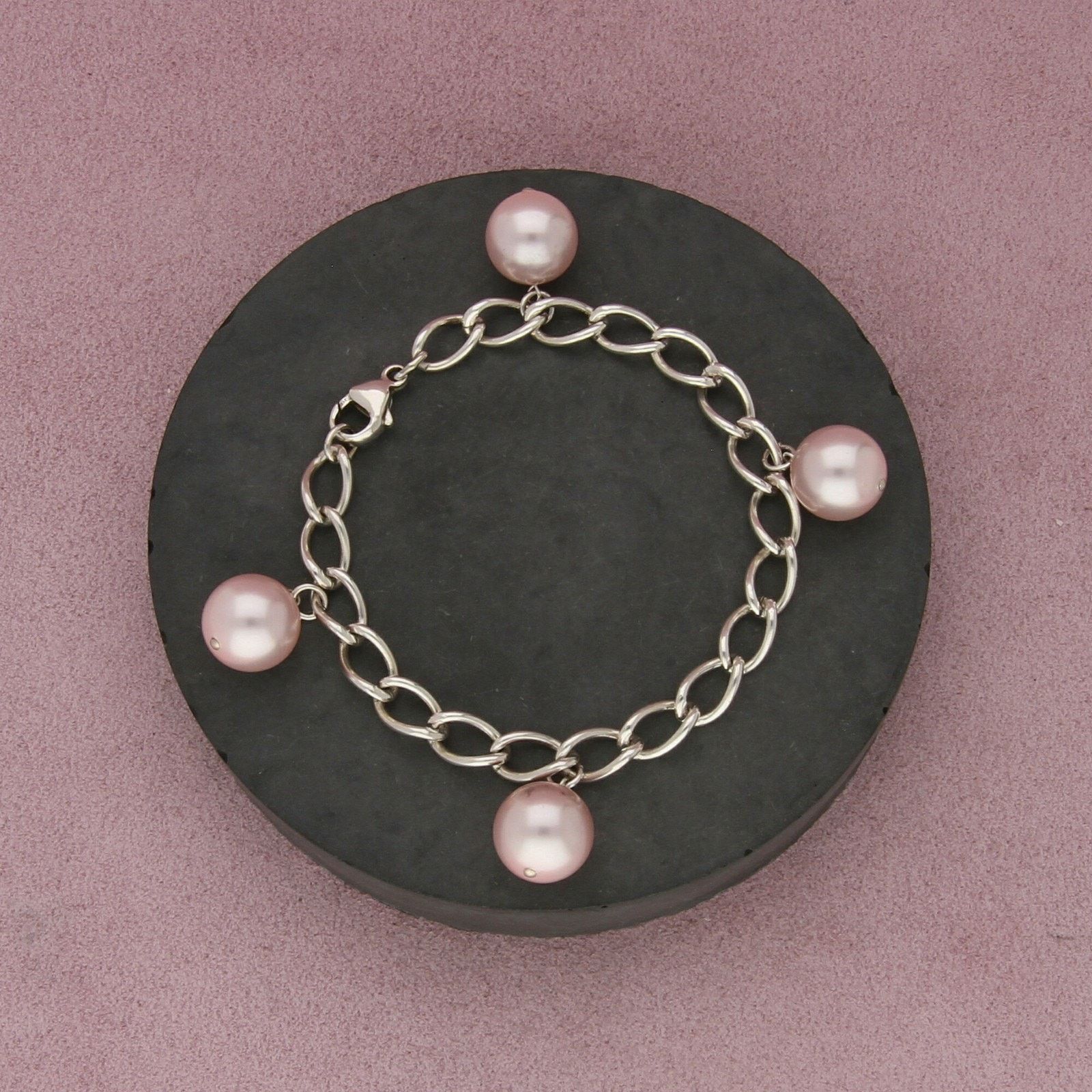 Sterling Silver sterling silver pearl charm bracelet size 6.75in Size ONE SIZE - 1 Thumbnail