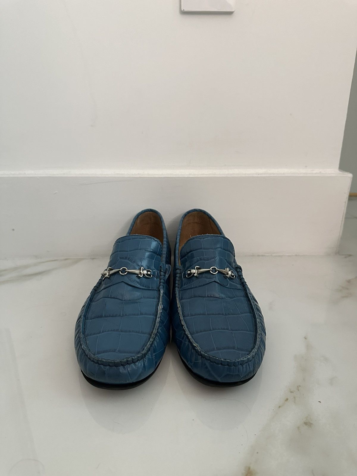 image of Cesare Paciotti x Paciotti Blue Crocodile Paciotti Boat Shoes, Men's (Size 11)