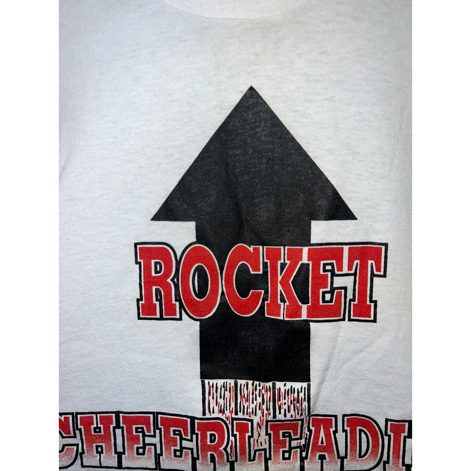 Fruit Of The Loom Vintage Cheerleading Shirt Rocket White USA Made Tee 90s XL Size US XL / EU 56 / 4 - 3 Thumbnail