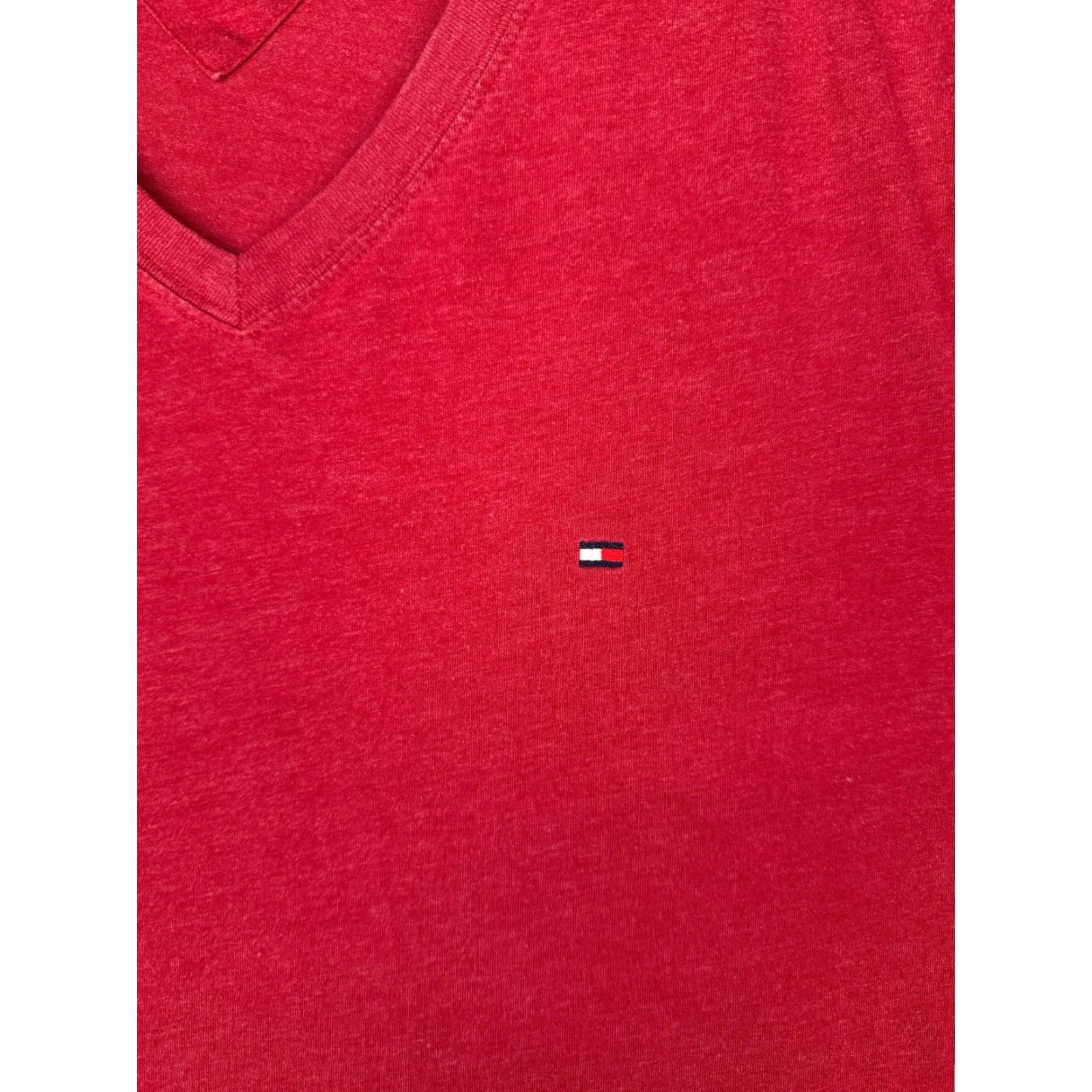 Tommy Hilfiger Tommy Hilfiger Shirt Adult Large Red Short Sleeve V-Neck 100% Cotton Embroidered Logo Men's T‑Shirt Size US L / EU 52-54 / 3 - 6 Thumbnail