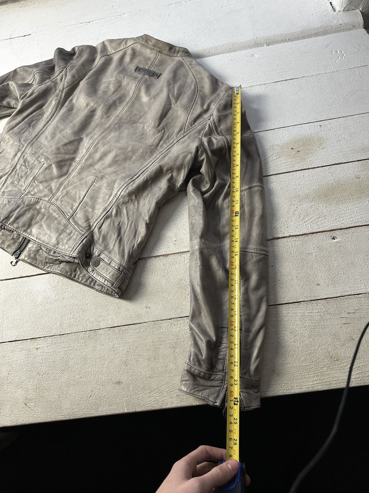 Other 🚨Y2K RICK OWENS TYPE DIRTY SLIM FIT ZIP LEATHER JACKET Size S / US 4 / IT 40 - 19 Thumbnail