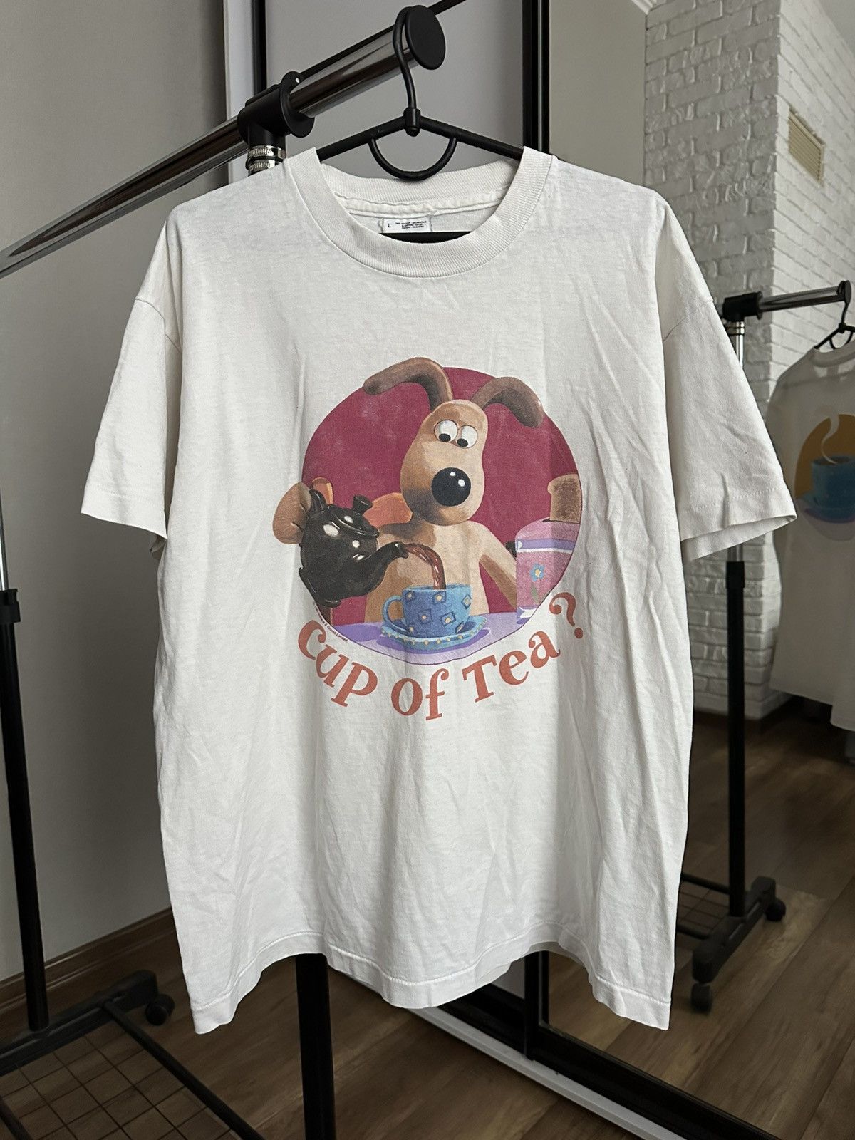Vintage 1989 Wallace & Gromit Cup Of Tea Vintage Movie T-Shirt Tee Size US L / EU 52-54 / 3 - 3 Thumbnail