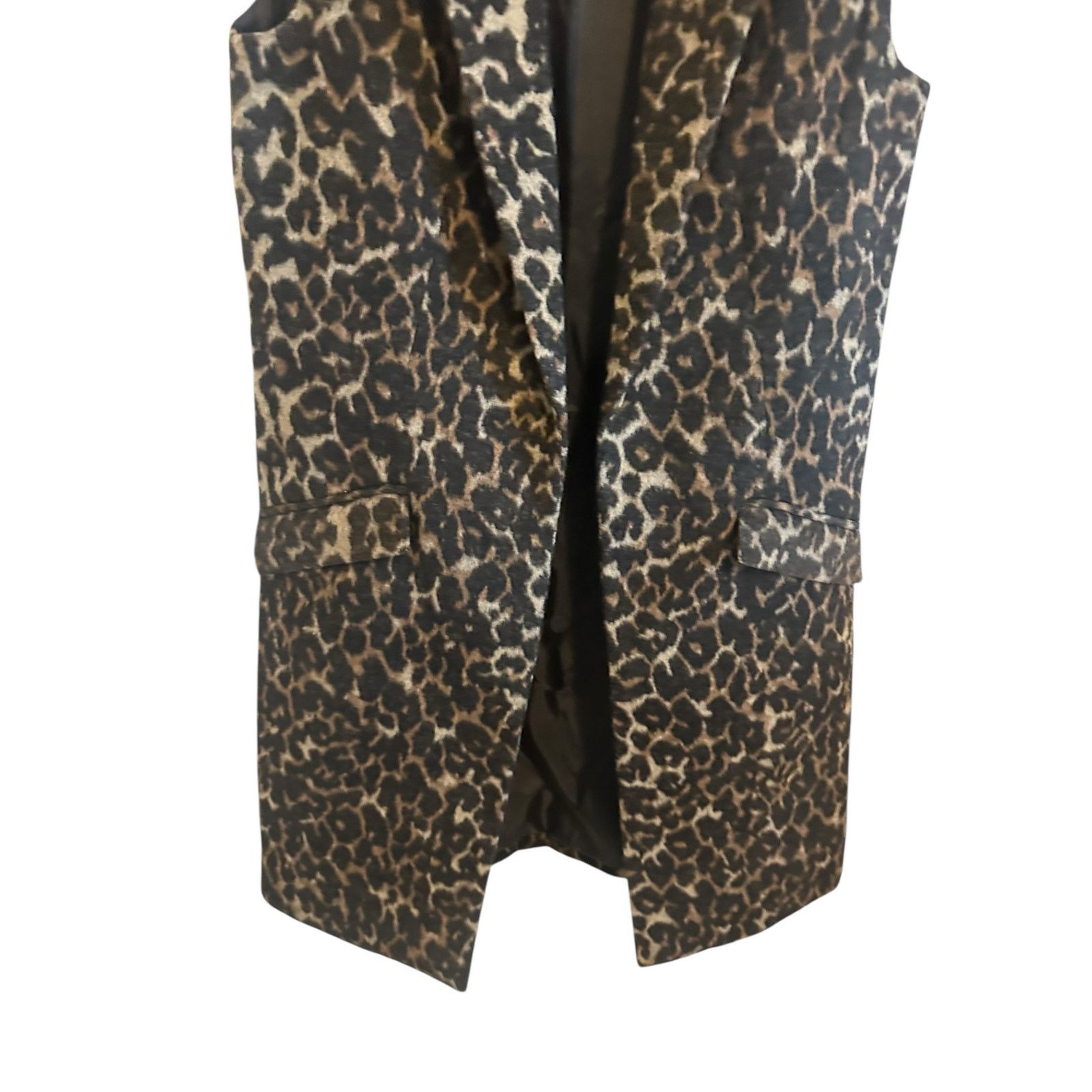Other Dolce Cabo Brown Leopard Long Line Fleece Sleeveless Vest Size XS / US 0-2 / IT 36-38 - 4 Thumbnail