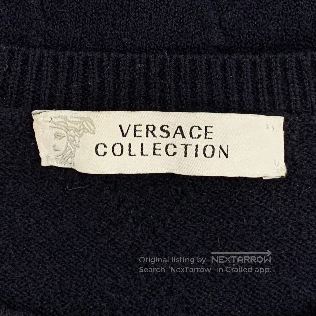 Versace Versace Navy blue diamond pattern wool round neck long sle Size US M / EU 48-50 / 2 - 5 Thumbnail