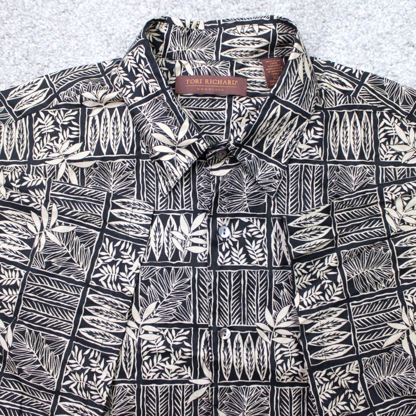 Tori Richard Tori Richard Shirt Mens 2XL XXL Black/Tan Floral 100% Cotton Lawn Short Sleeve Size US XXL / EU 58 / 5 - 2 Thumbnail