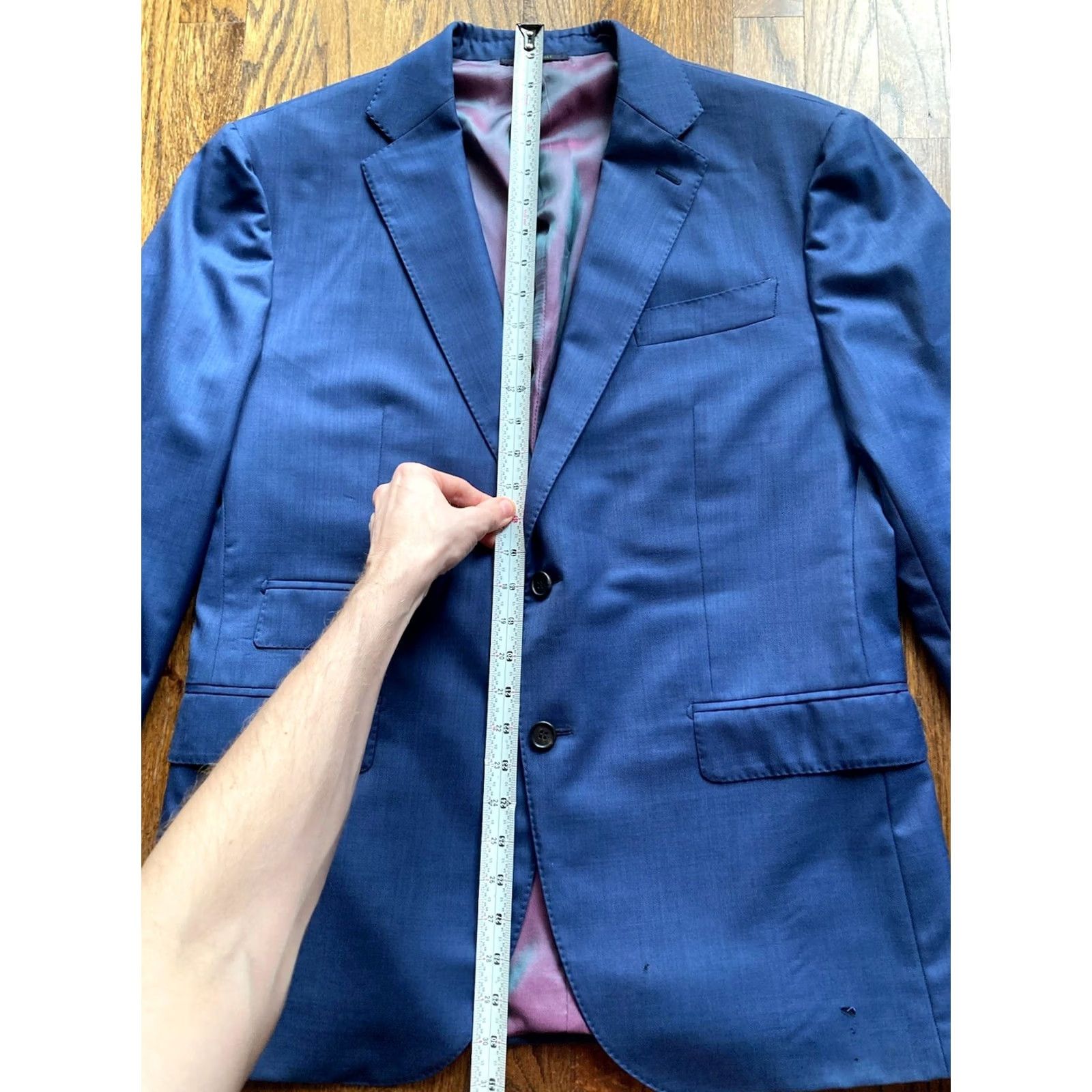 Sid Mashburn Sid Mashburn Wool Blazer Mens 42R Blue Jacket Coat Made In Italy Flaws Chest 42 Wool Sport Coat Blazer Mens Size 42R - 7 Thumbnail