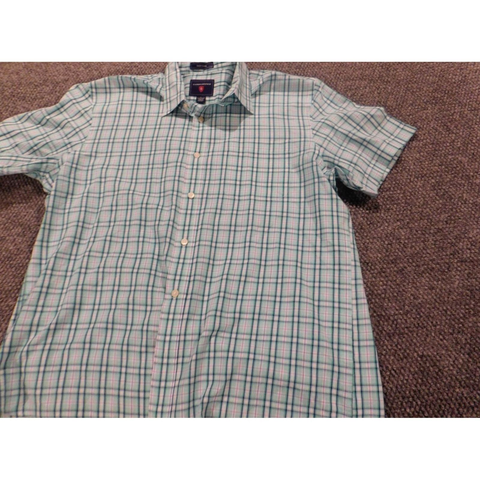Vintage Saddlebred Shirt Mens Large Blue Plaid Button-Up Easy Care Knit Cotton Polyester Classic Button-Down Collar Mens Regular Size US L / EU 52-54 / 3 - 4 Thumbnail