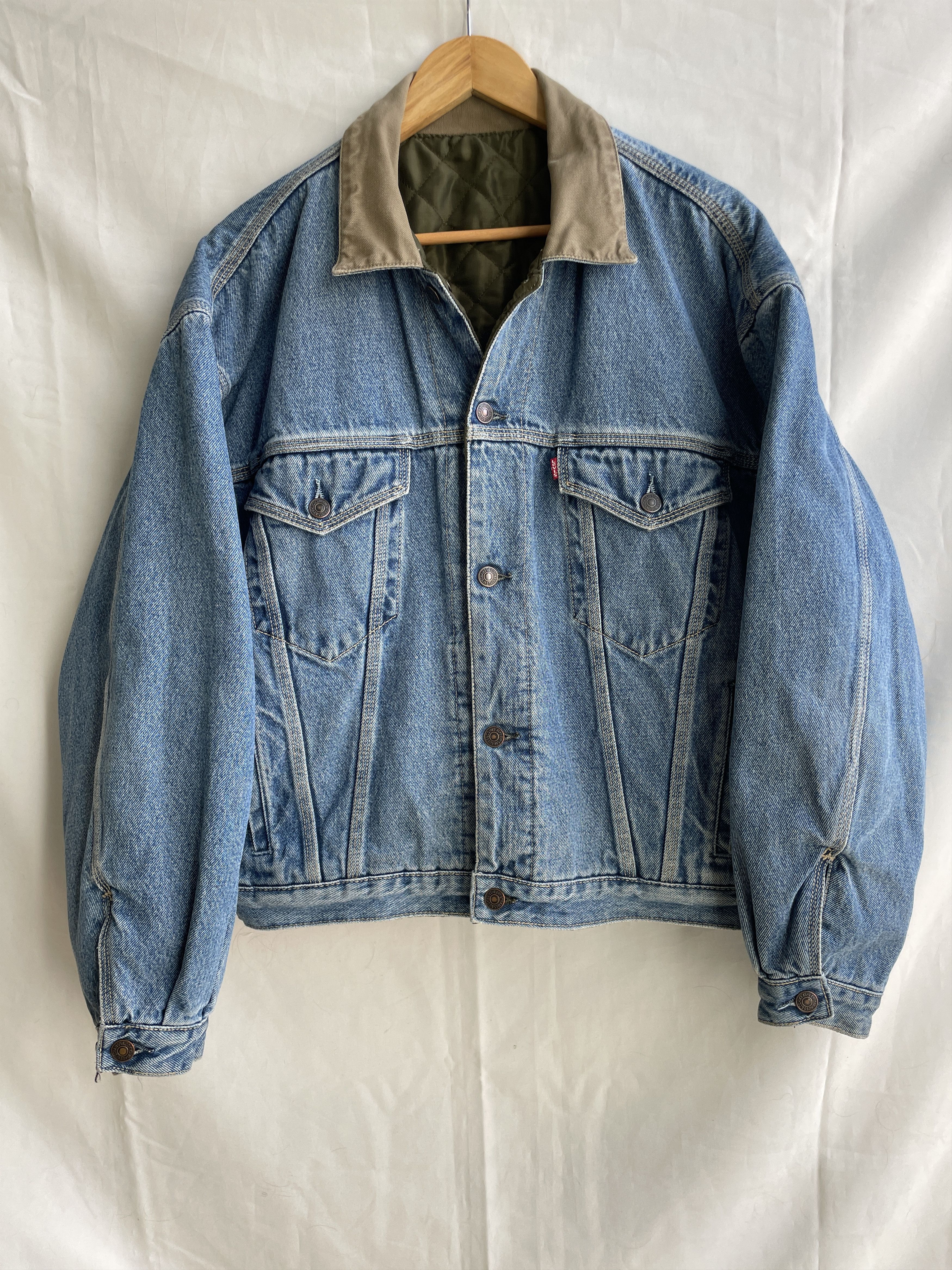Levi's Levi's VTG 90s Reversible Quilted Chain Stitch Denim Trucker Size US M / EU 48-50 / 2 - 2 Thumbnail