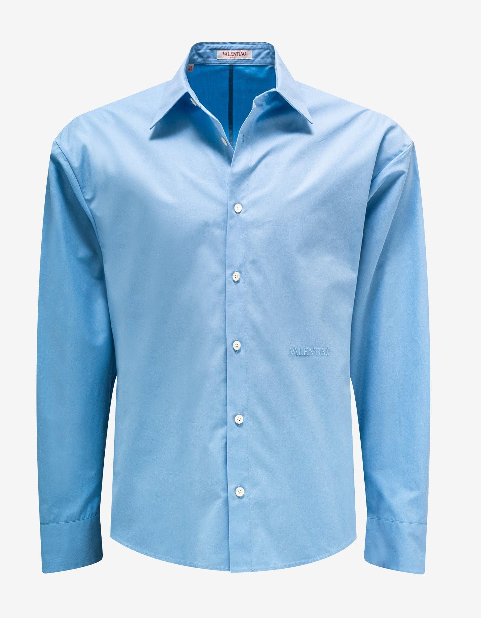 image of Valentino Blue Logo Embroidered Shirt, Men's (Size 2XL)