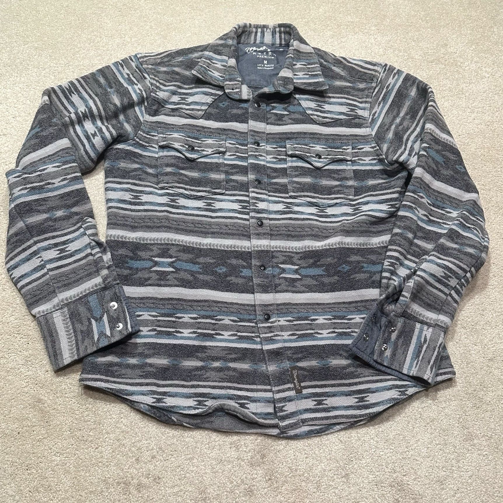 Wrangler VINTAGE Wrangler Pearl Snap Shacket Jacket Womens Southwestern Aztec Gray Size M / US 6-8 / IT 42-44 - 2 Thumbnail