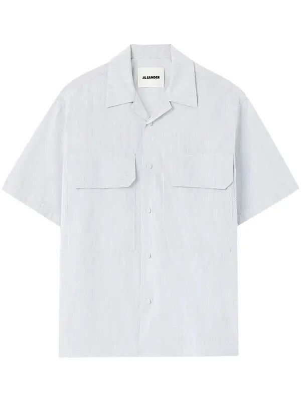Jil Sander o1w1db10825 Cotton Shirt in White/Blue Size US L / EU 52-54 / 3 - 1 Thumbnail