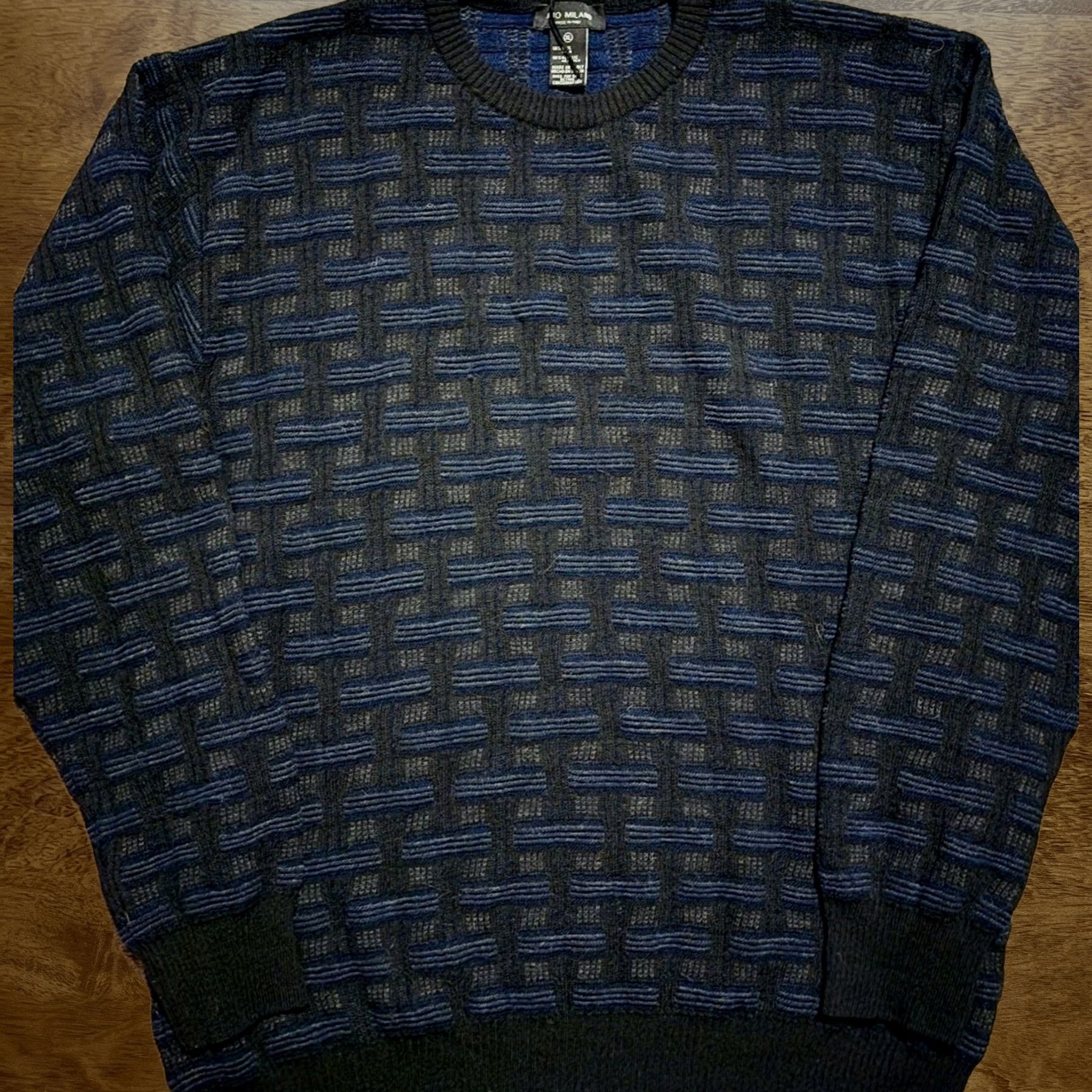 Mino Milano Sweater 1XL Dark Blue Black Pullover Wool Made In Italy Men's, Men's