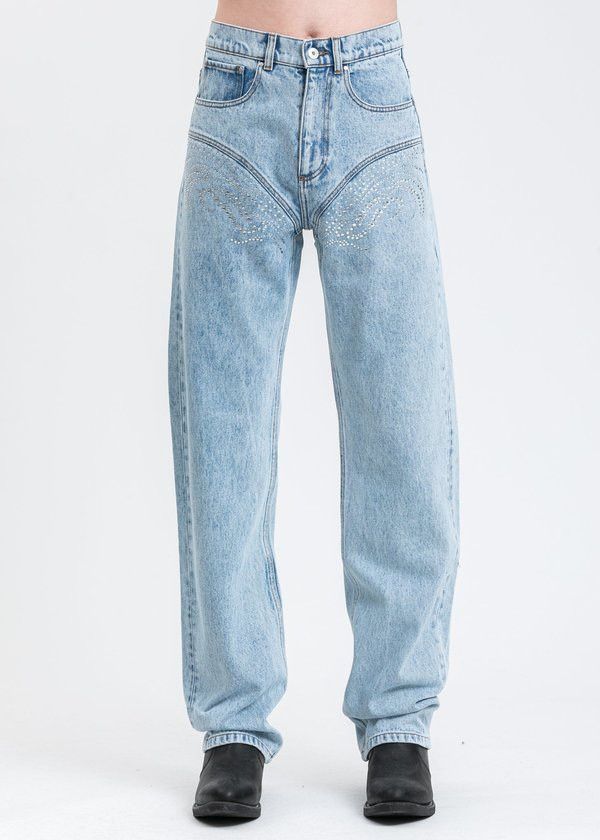 Y/Project Y/Project Unisex Blue Crystal Studded Tall Jeans — Size 30 Size US 30 / EU 46 - 5 Thumbnail