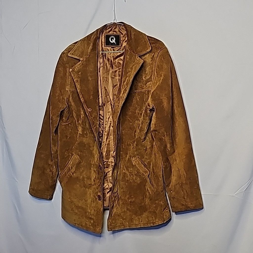 Leather Q BRAND Italy leather suede tan button down jacket sz Small Size US S / EU 44-46 / 1 - 1 Thumbnail