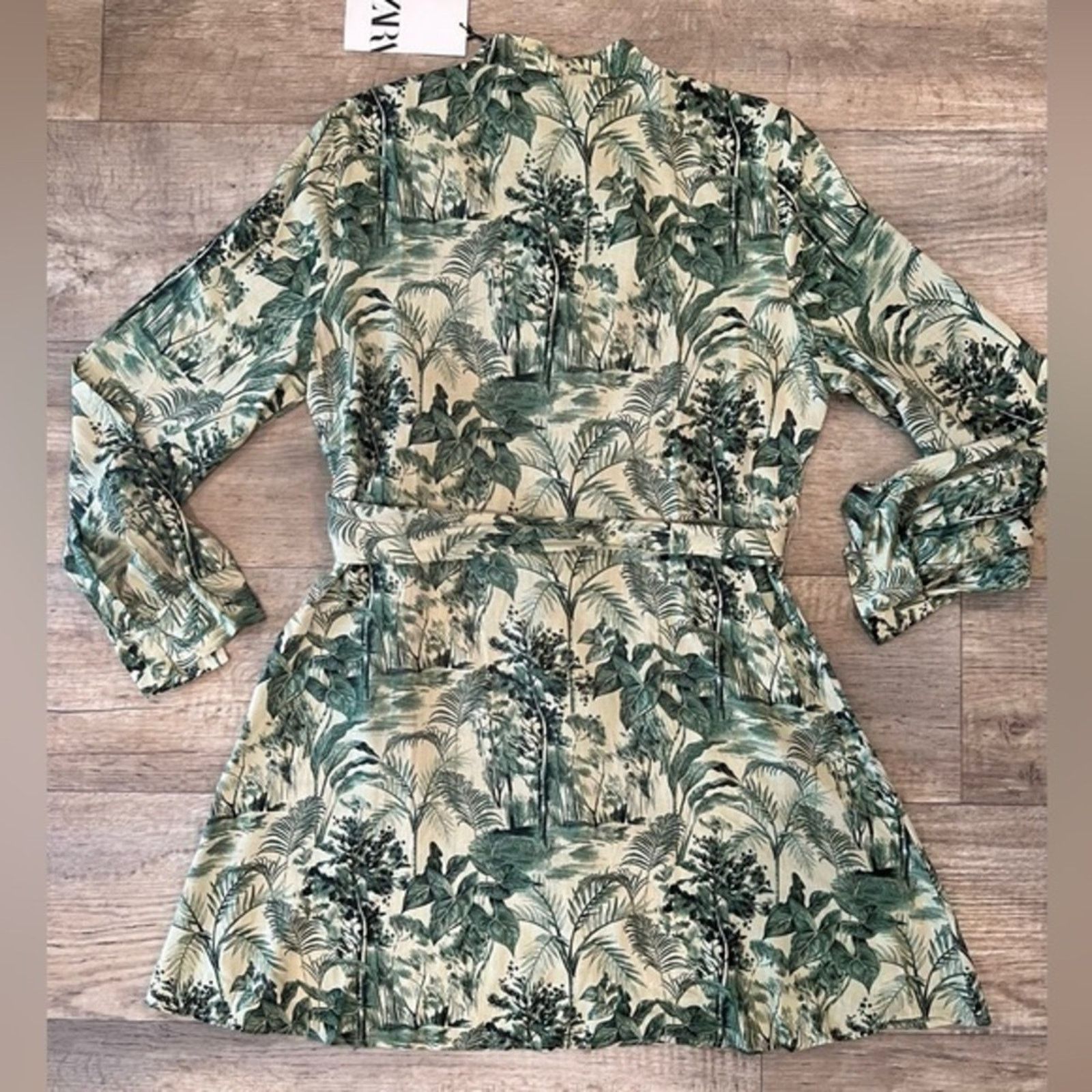 Zara ZARA Green Printed Belted Dress NWT Size M / US 6-8 / IT 42-44 - 18 Thumbnail