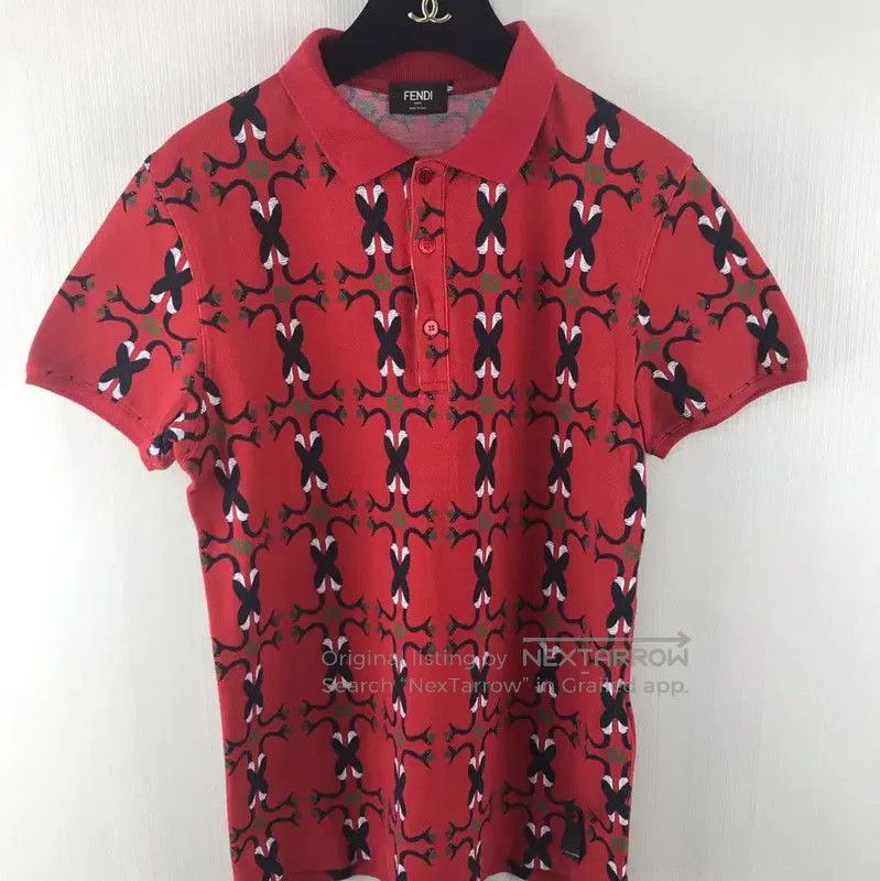 Fendi Fendi Red Cotton Men's Polo Shirt . Size US M / EU 48-50 / 2 - 1 Thumbnail