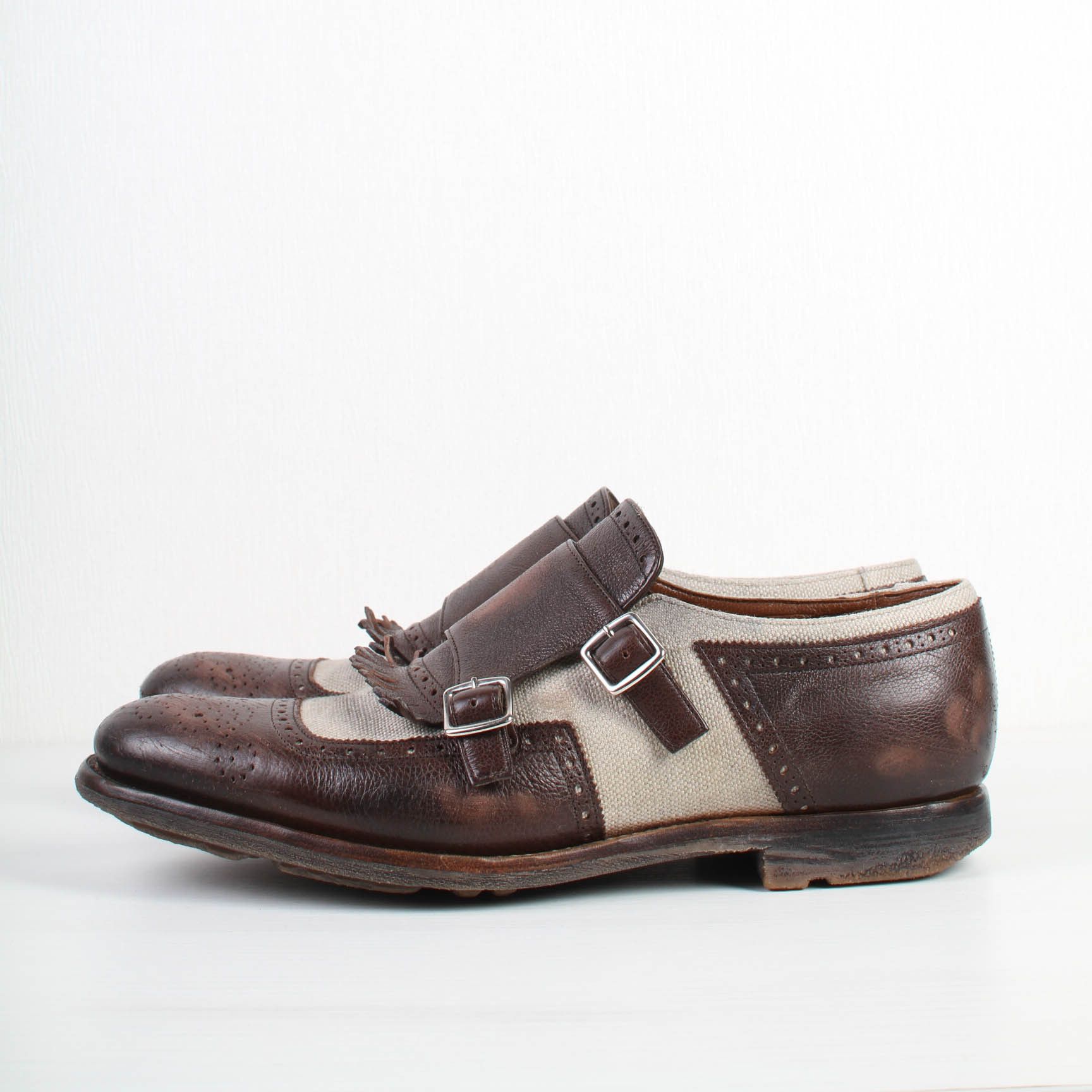 image of Churchs Church’S Shanghai 10 Leather Fashion Monk Size Uk 6 Shoes in Brown, Men's