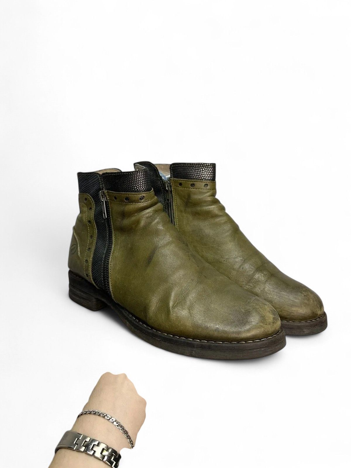 A.S.98 Vintage Casta Green Leather Boots Rare Y2K Style Size US 9 / IT 39 - 11 Thumbnail