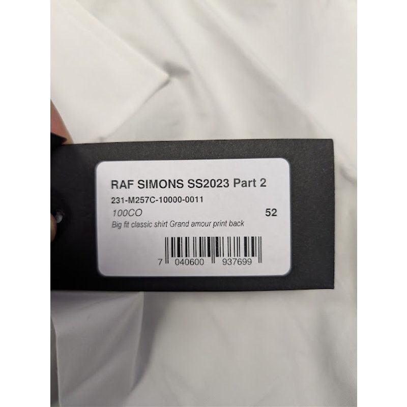 Raf Simons o1rshd1 Long Sleeve Cotton Print Back Button Up Shirt White Size US L / EU 52-54 / 3 - 19 Thumbnail