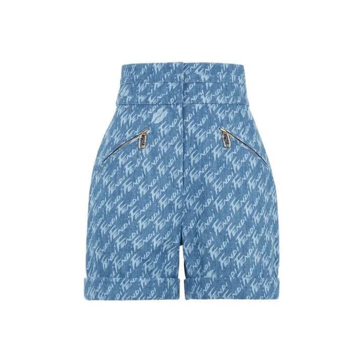 Other Fendi Logo Print High-Waisted Shorts for Women -2507 Size 39" - 1 Thumbnail