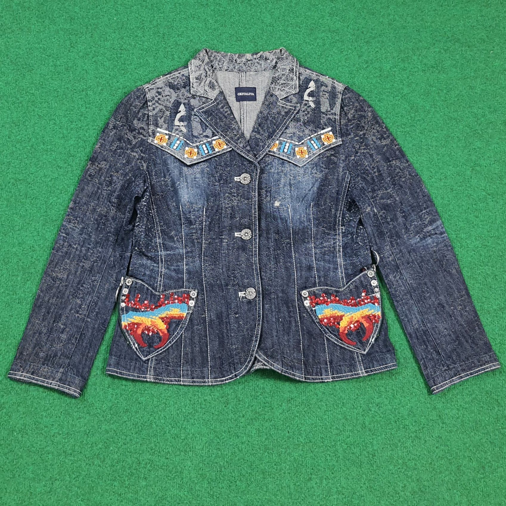 Japanese Brand Vintage Japan GKITALIYA Denim Jacket Boho C296N9 Size XS / US 0-2 / IT 36-38 - 1 Thumbnail