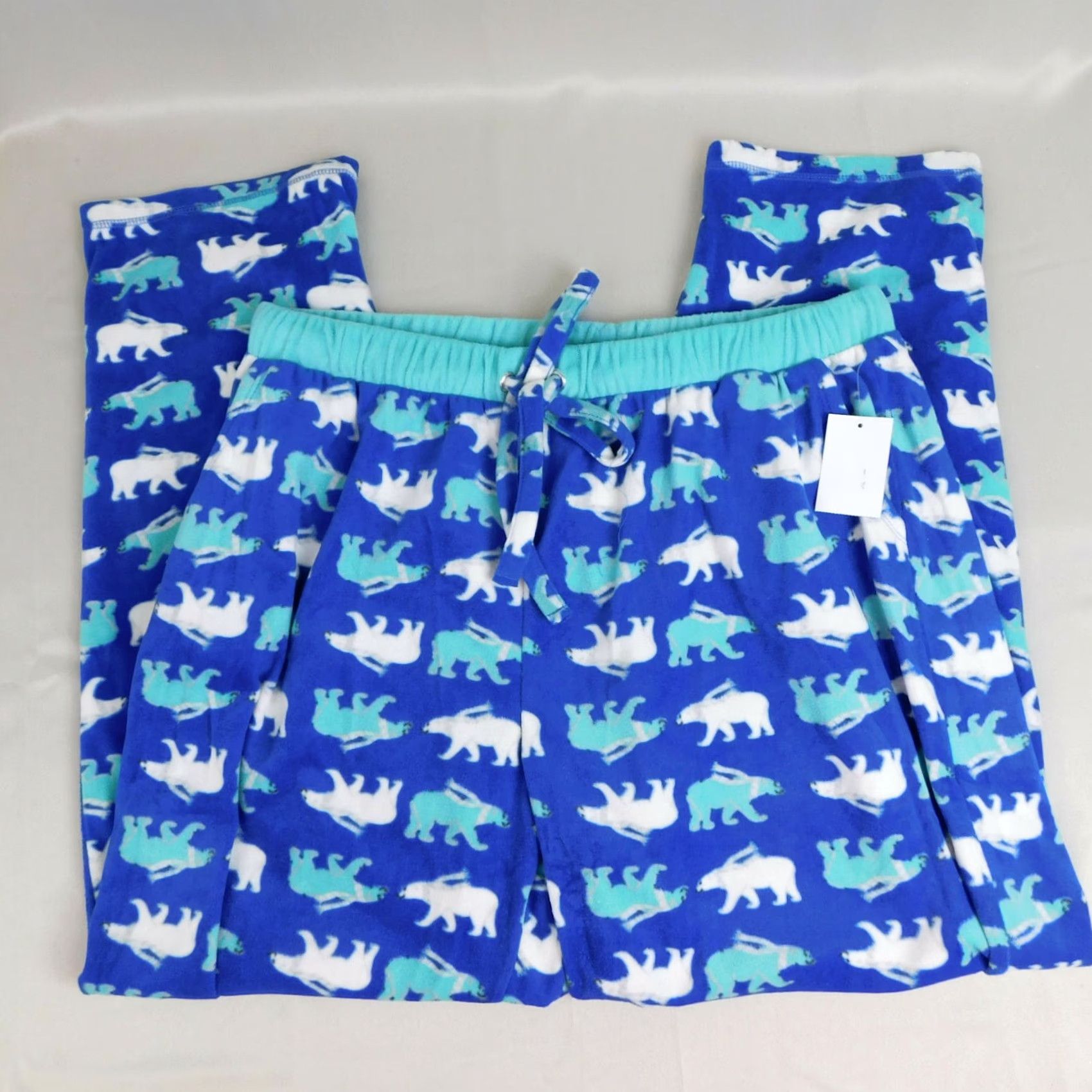 Hanes Hanes Muk Luks Plus Size Stretch Fleece Pajama Pants 1X, Polar Bear Plunge Geometric Pattern, Pull-On, Blue, Women, Pajama Pants Size 40" / US 18 - 3 Thumbnail