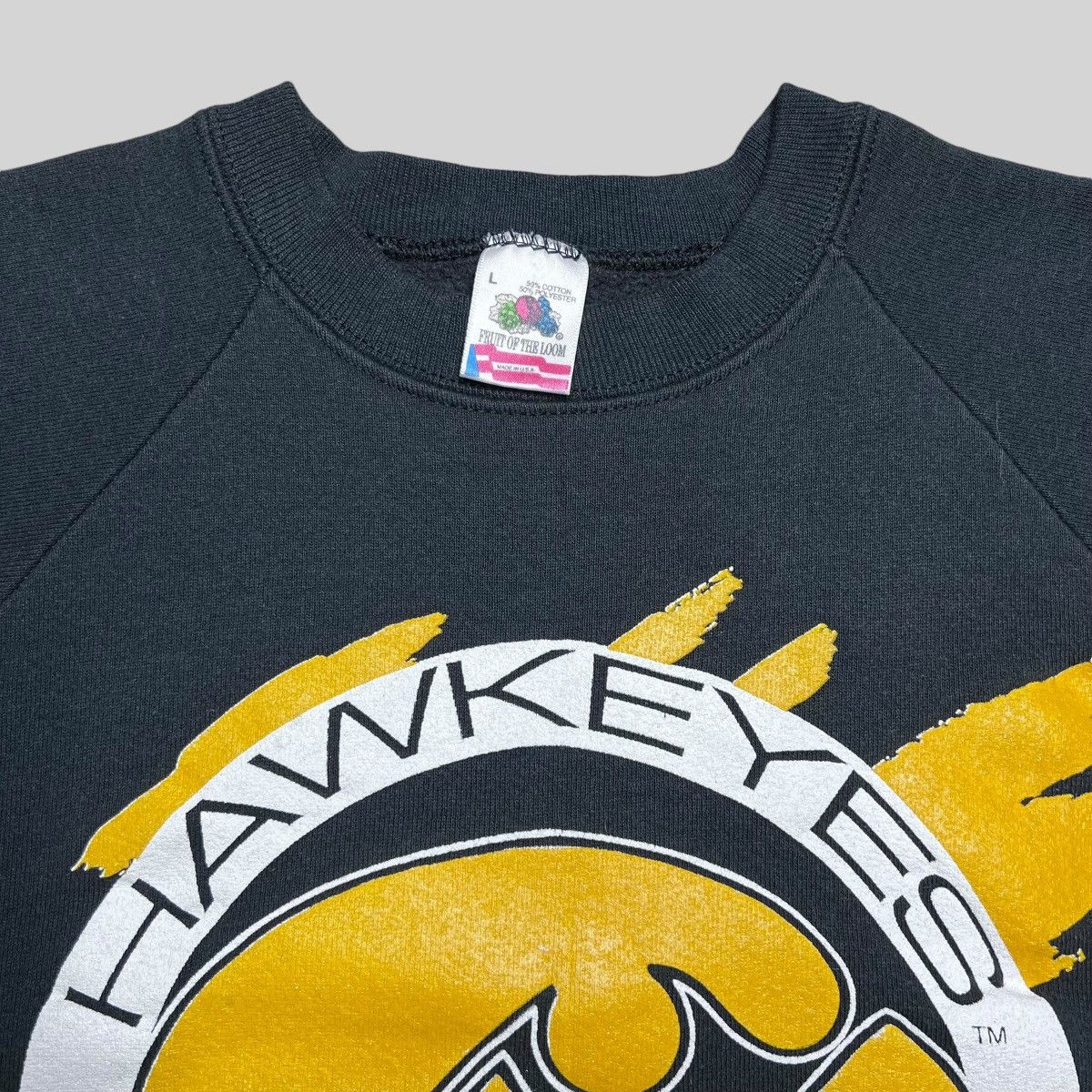 NCAA × Vintage Vtg 90s NCAA Iowa Hawkeyes 3D Spell Out Alpha 1 Sweatshirt Size US L / EU 52-54 / 3 - 2 Thumbnail