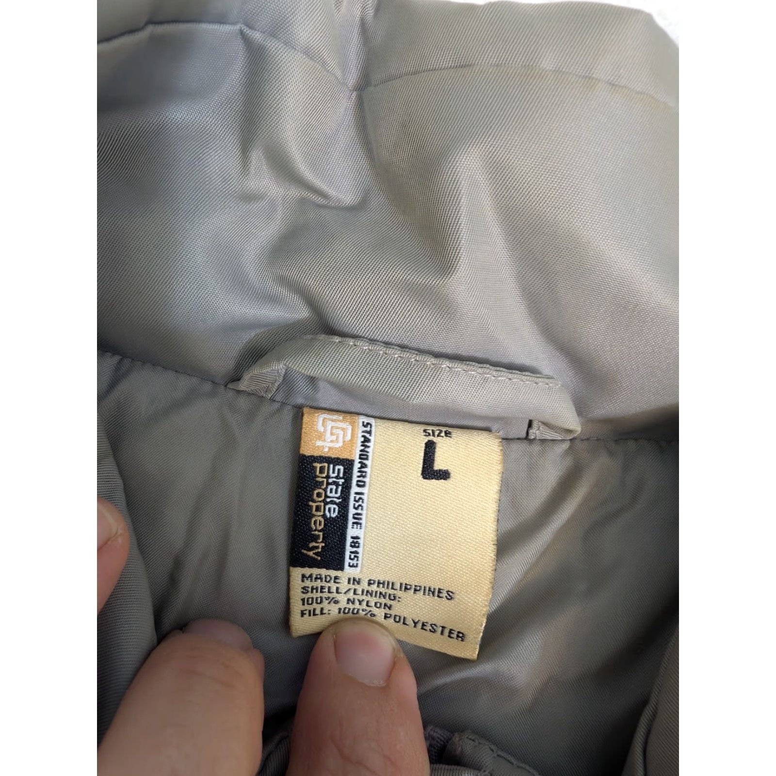 Vintage State Property Jacket Mens XL Gray Silver Full Snap Outdoor Coat Puffer Logo Nylon Softshell Long Outdoor Walking Skateboarding Mens XL Gray Size US XL / EU 56 / 4 - 6 Thumbnail
