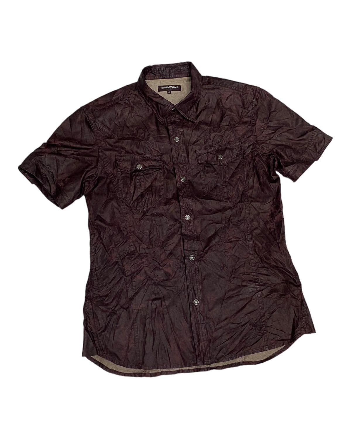 If Six Was Nine 🔥HIDEAWAYS NICOLE WAXED LEATHER BUTTON SHIRT Size US S / EU 44-46 / 1 - 8 Thumbnail
