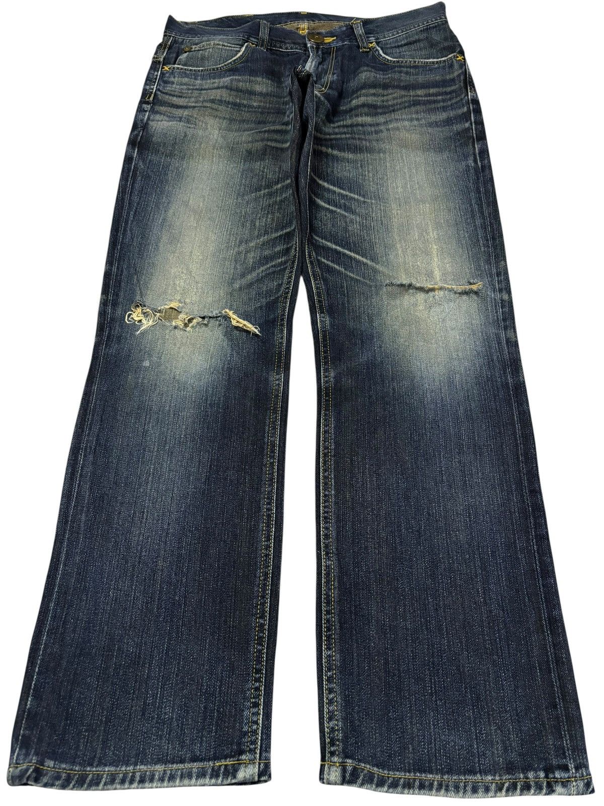 Japanese Brand Vtg Buckle Lee Japan Distressed Jeans Size US 32 / EU 48 - 1 Thumbnail
