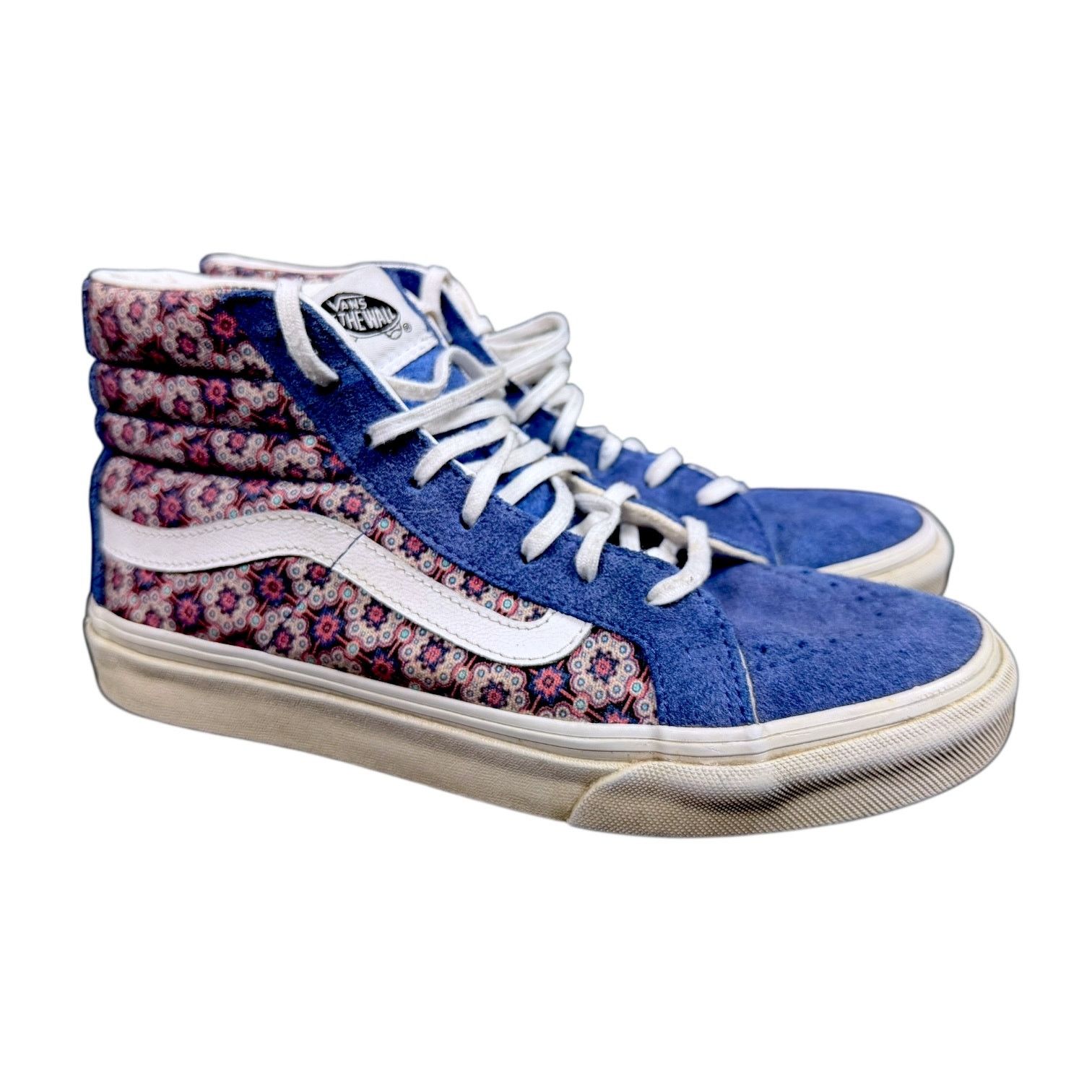 Vans Vans Paisley Floral Blue High Top Sneakers Skateboard W7 Size US 7 / IT 37 - 1 Thumbnail