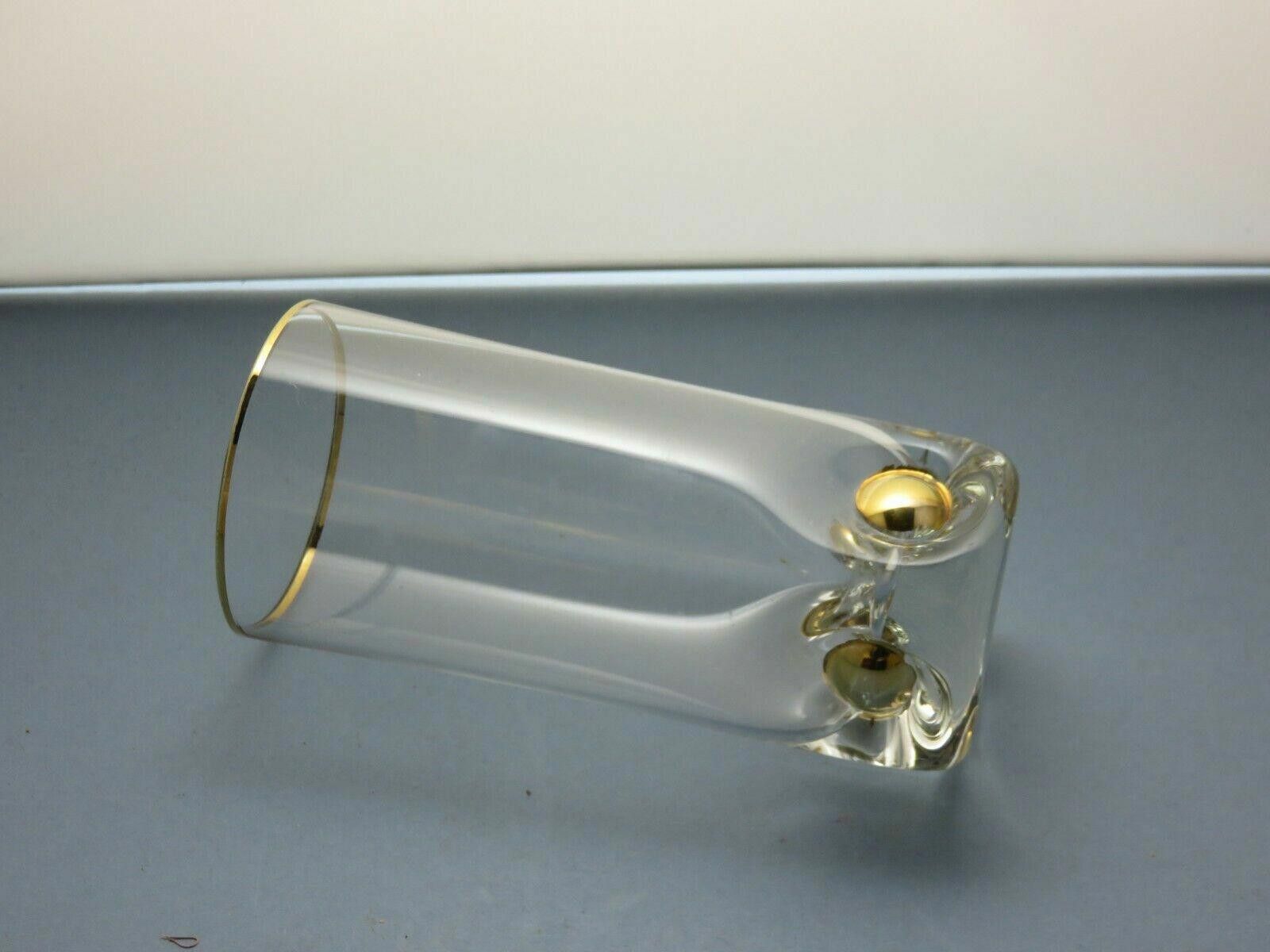 The Unbranded Brand Crystal Tumblers Set Of 6 Gold Plated Rim & Bottom 4 2/3" Size ONE SIZE - 6 Thumbnail