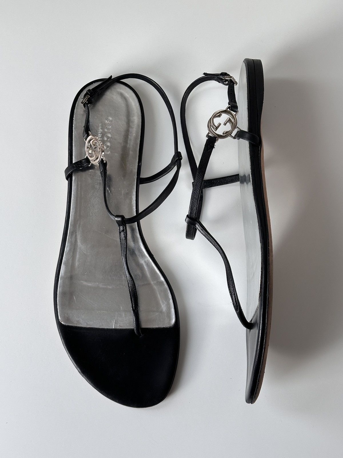 Gucci Black Leather Gucci Marina Chain Sandals | Grailed