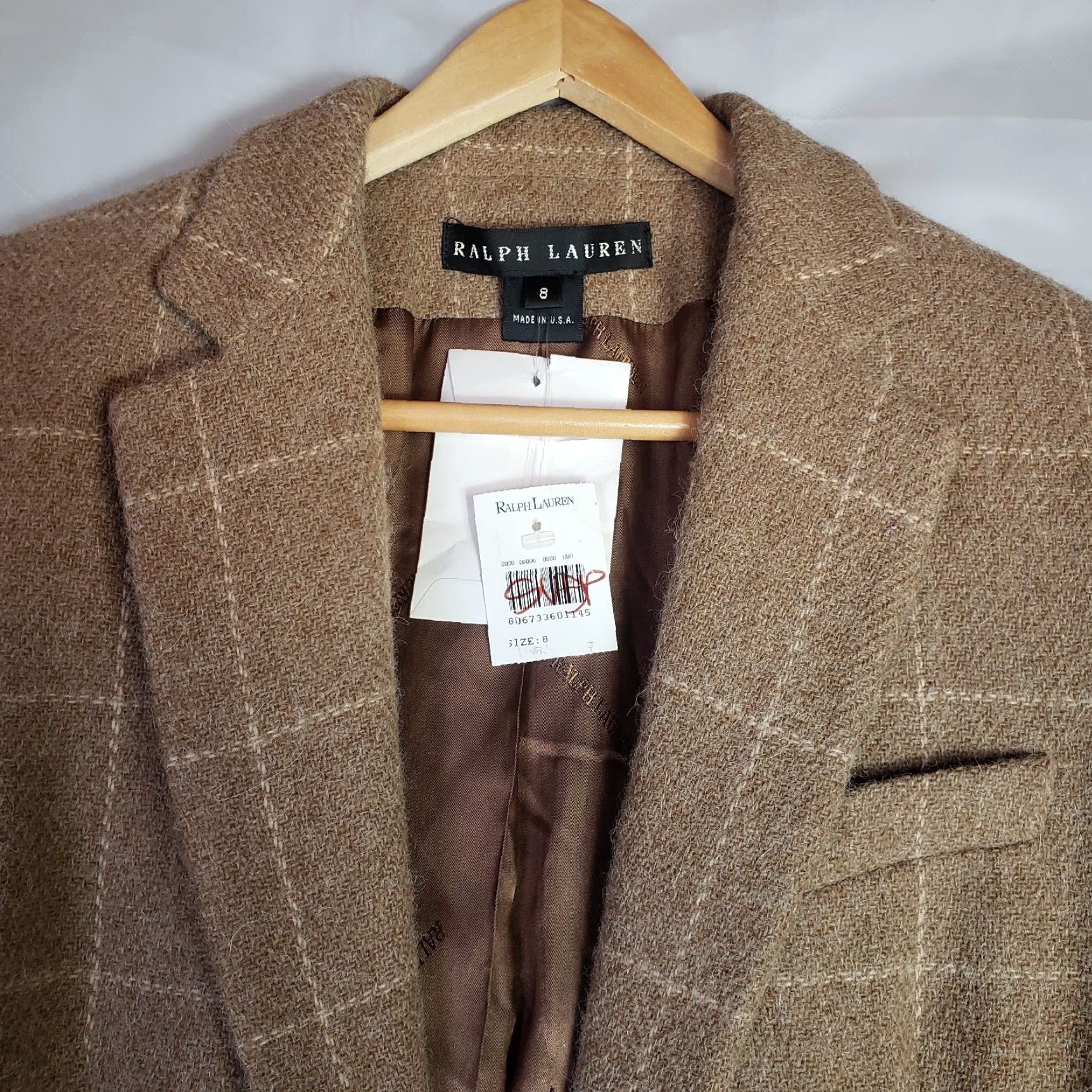 Vintage VINTAGE Ralph Lauren Black Label Blazer Womens Wool Alpaca Windowpane Size 8 NWT ~ Beige Size M / US 6-8 / IT 42-44 - 4 Thumbnail