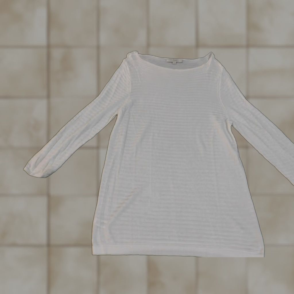 Ann Taylor Loft White XL Womens Blouse Round Neck Long Sleeve Cotton Rayon Casual Stretch Regular Ann Taylor Loft Size XL / US 12-14 / IT 48-50 - 1 Thumbnail
