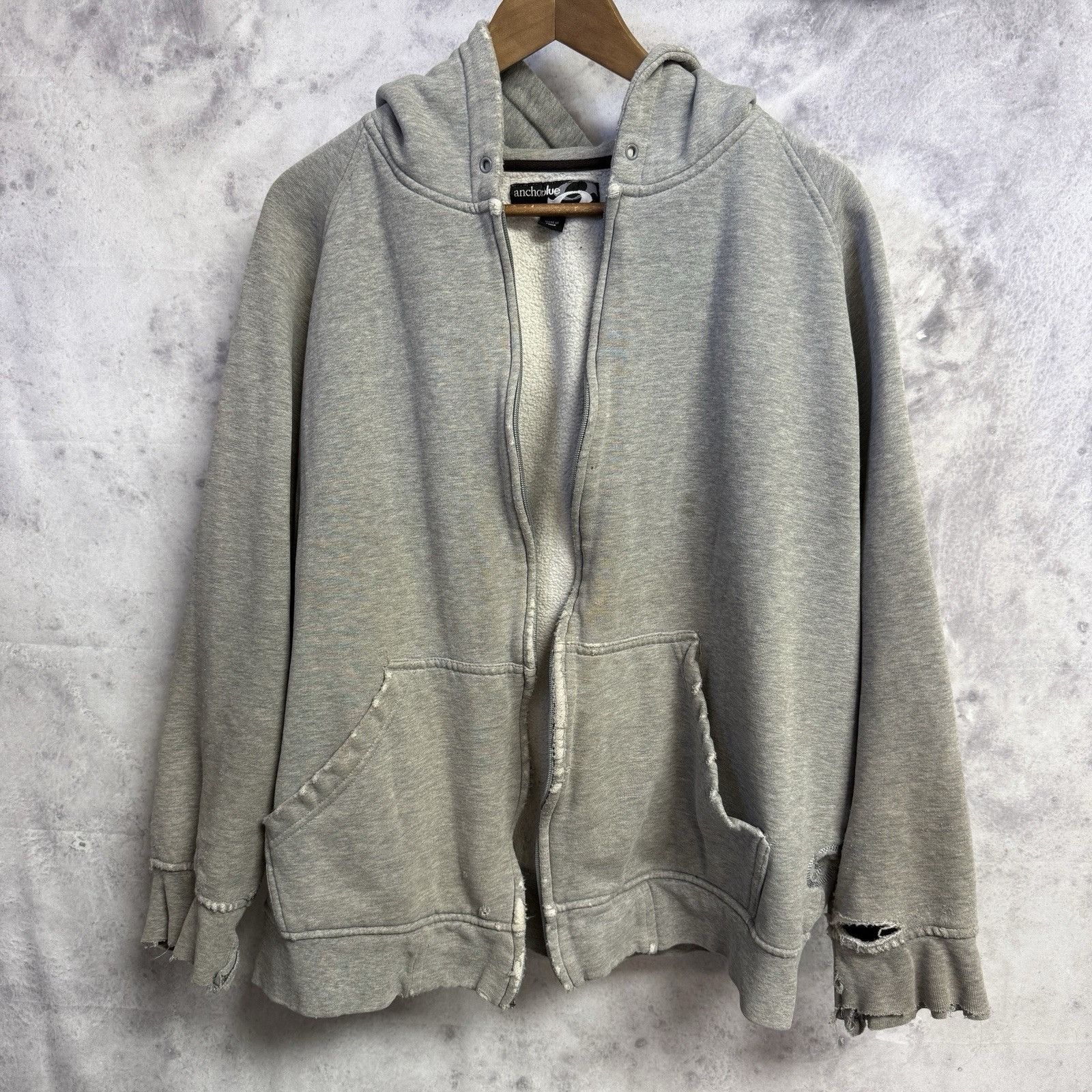 Anchor Blue Vintage Anchor Blue Hoodie Sweatshirt Mens L Gray Y2K Surf S Size US L / EU 52-54 / 3 - 1 Thumbnail