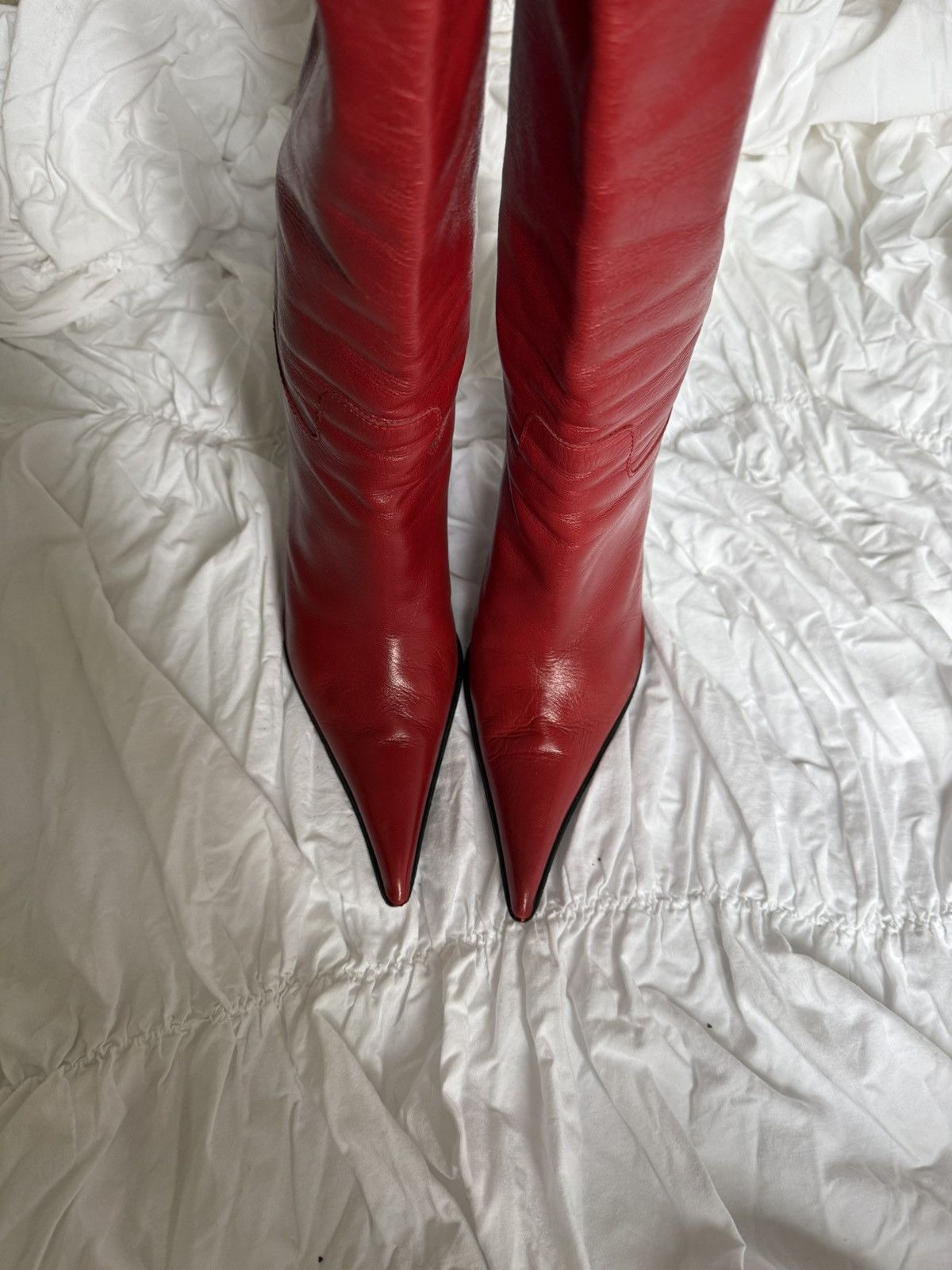 Other Red leather vintage stilettos boots Size US 7 / IT 37 - 2 Thumbnail