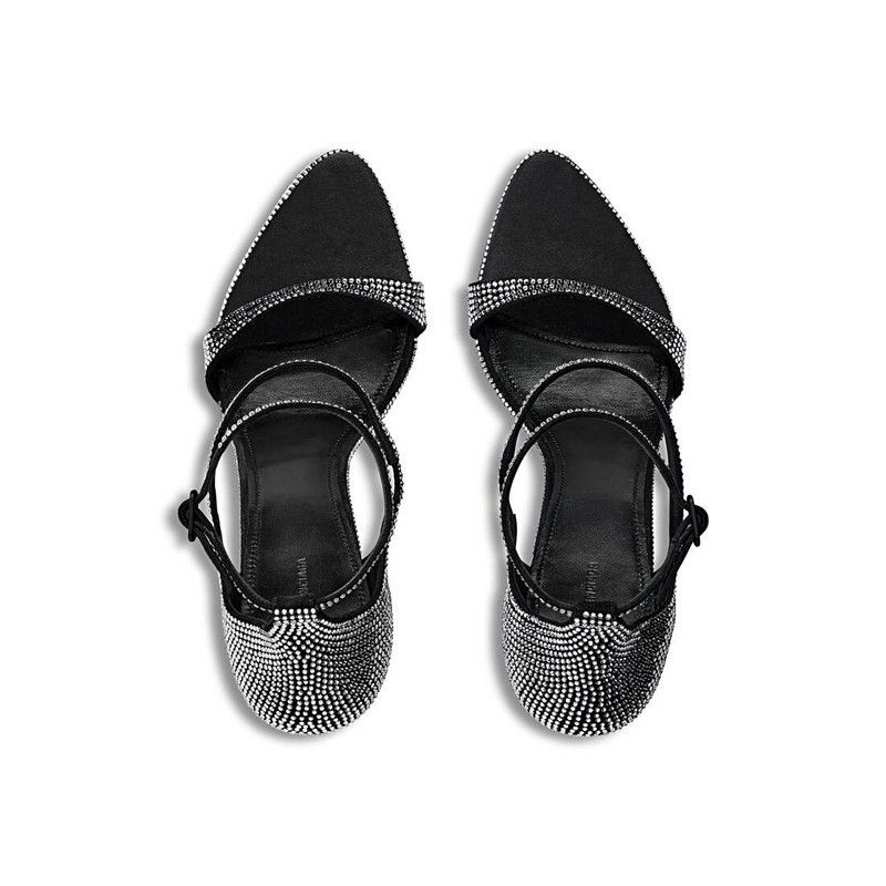 Balenciaga o1s1rm1225 Honey 110mm Sandals With Rhinestones in Black Size US 7 / IT 37 - 6 Thumbnail