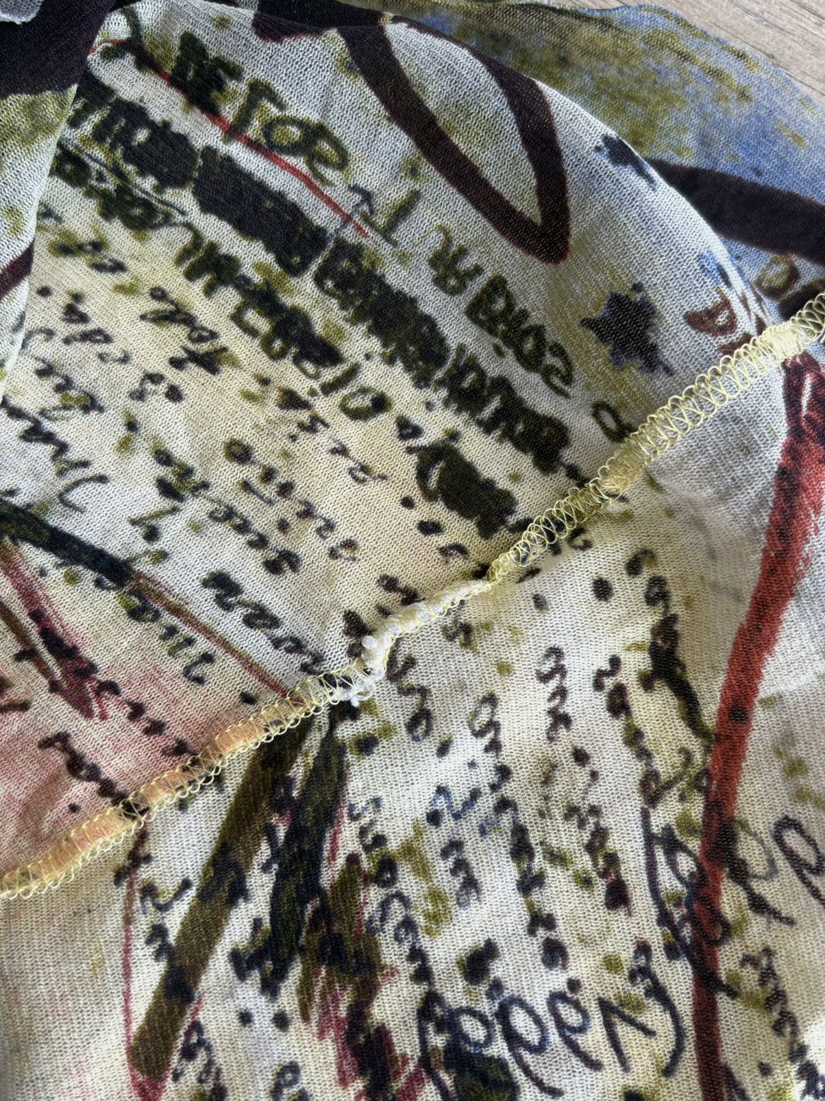 Jean Paul Gaultier Jean Paul Gaultier SS 1998 Calligraphy Handwriting Mesh Top Size S / US 4 / IT 40 - 12 Thumbnail