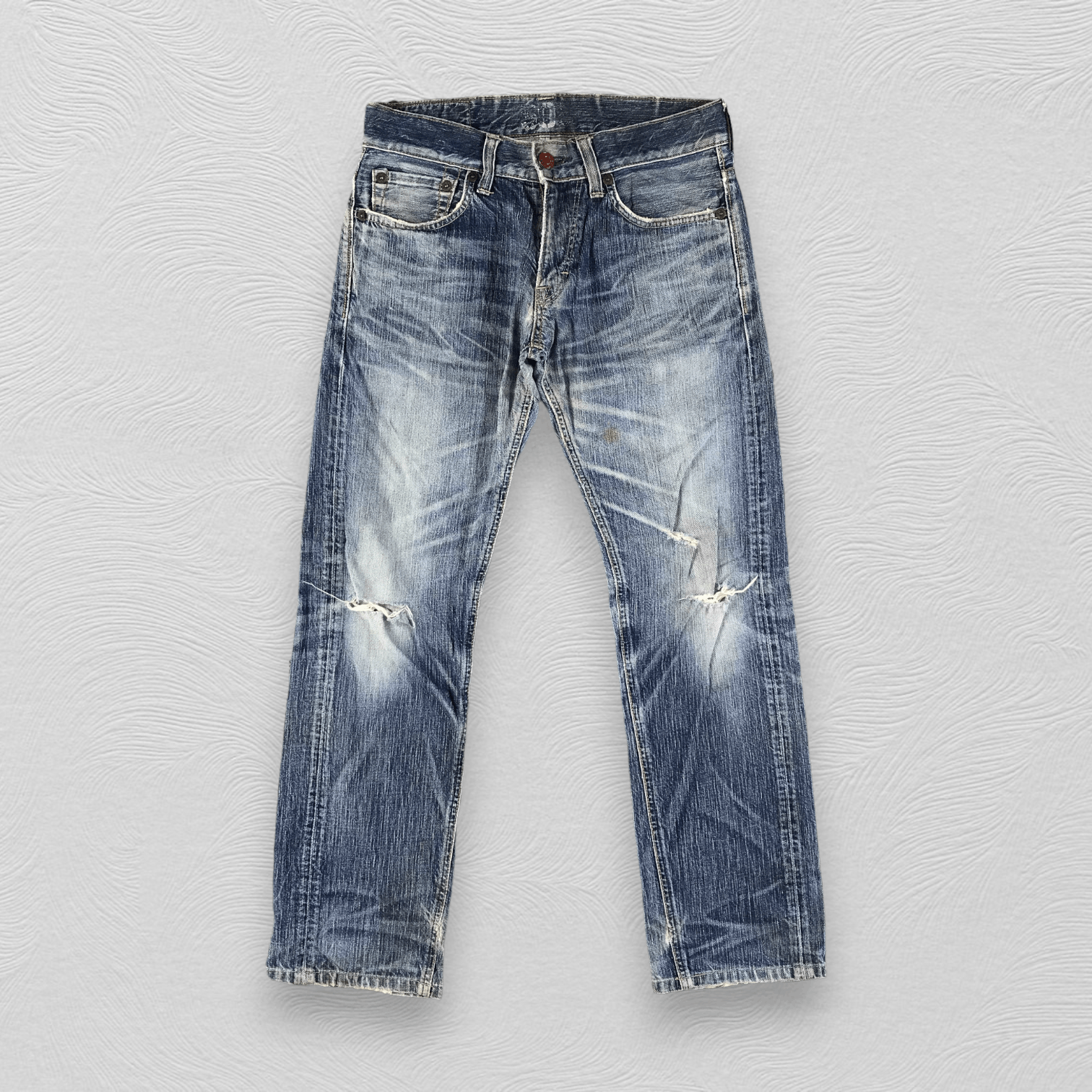Edwin Edwin Blue Trip Jeans Distressed Denim KJ1492 Size US 32 / EU 48 - 1 Thumbnail