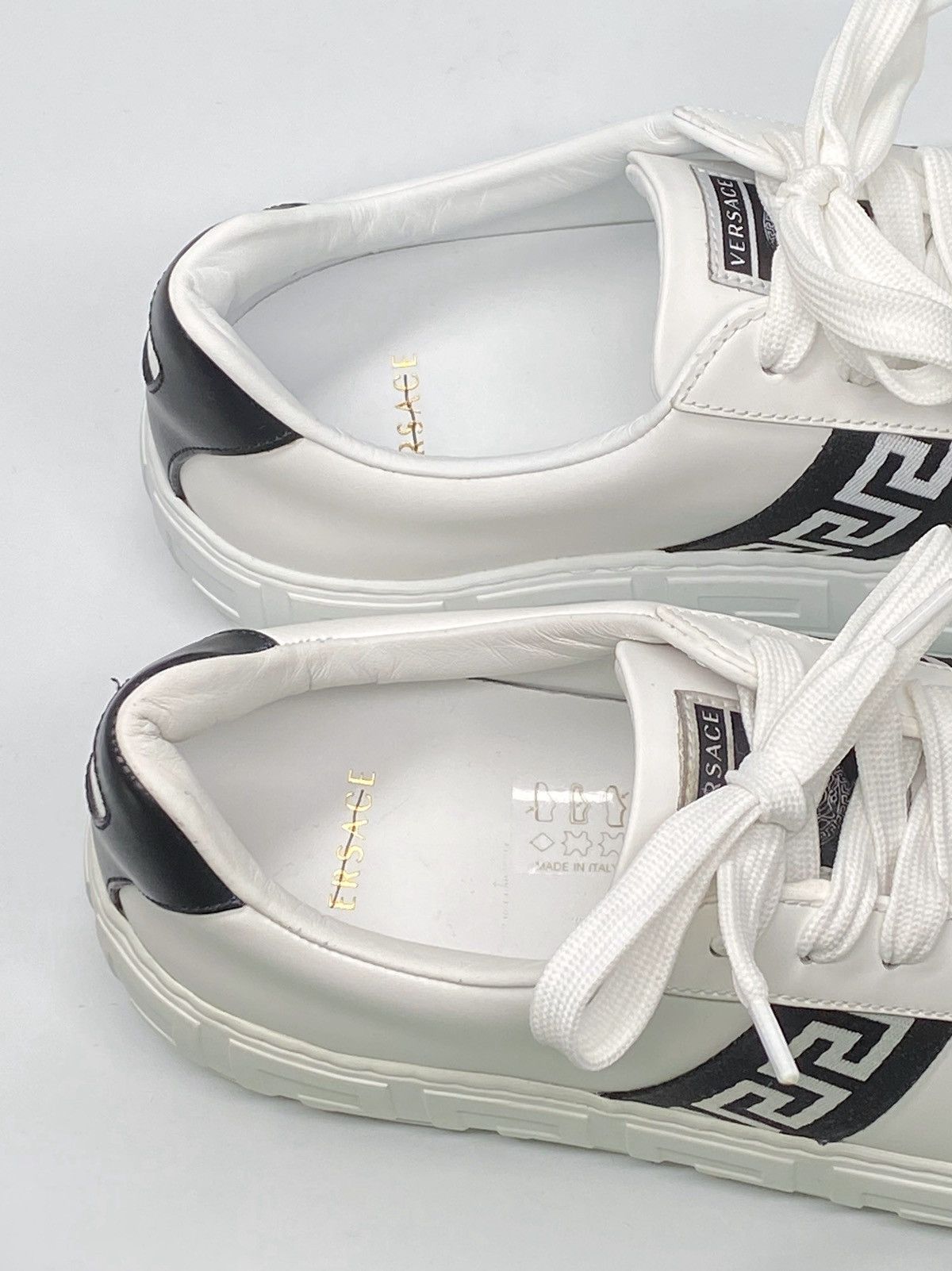 Versace Versace La Greca Ribbon-Trim Leather Sneakers size 40 Size US 10 / IT 40 - 6 Thumbnail
