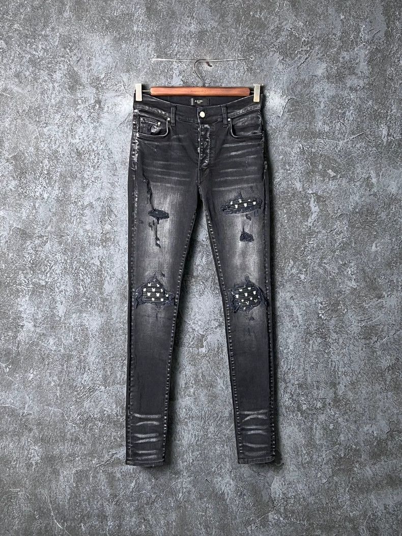 Amiri Amiri Black Gray Ripped Denim Pants Size US 30 / EU 46 - 1 Thumbnail
