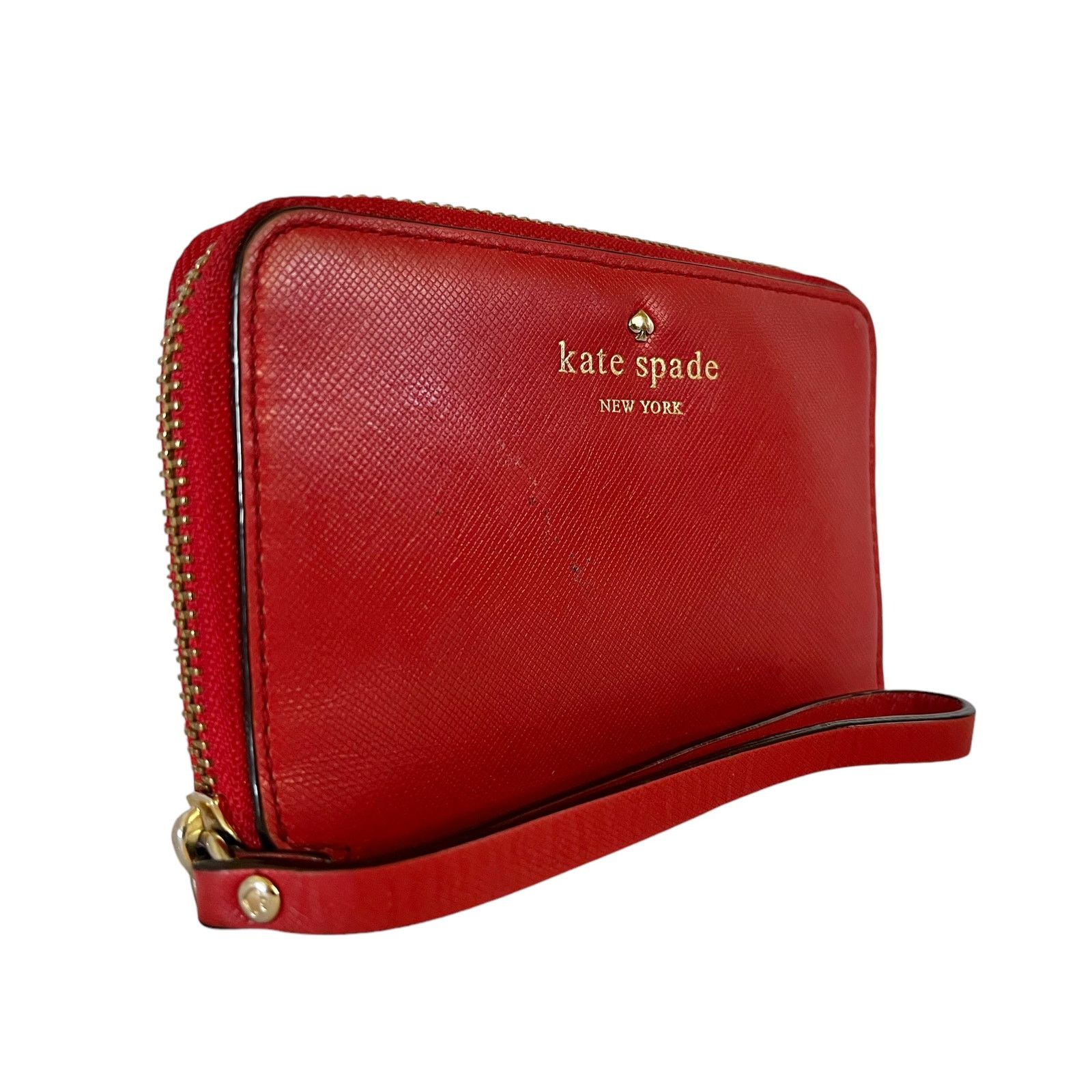 Kate Spade Kate Spade Red Saffiano Leather Zip-Around Wristlet Wallet Size ONE SIZE - 9 Thumbnail