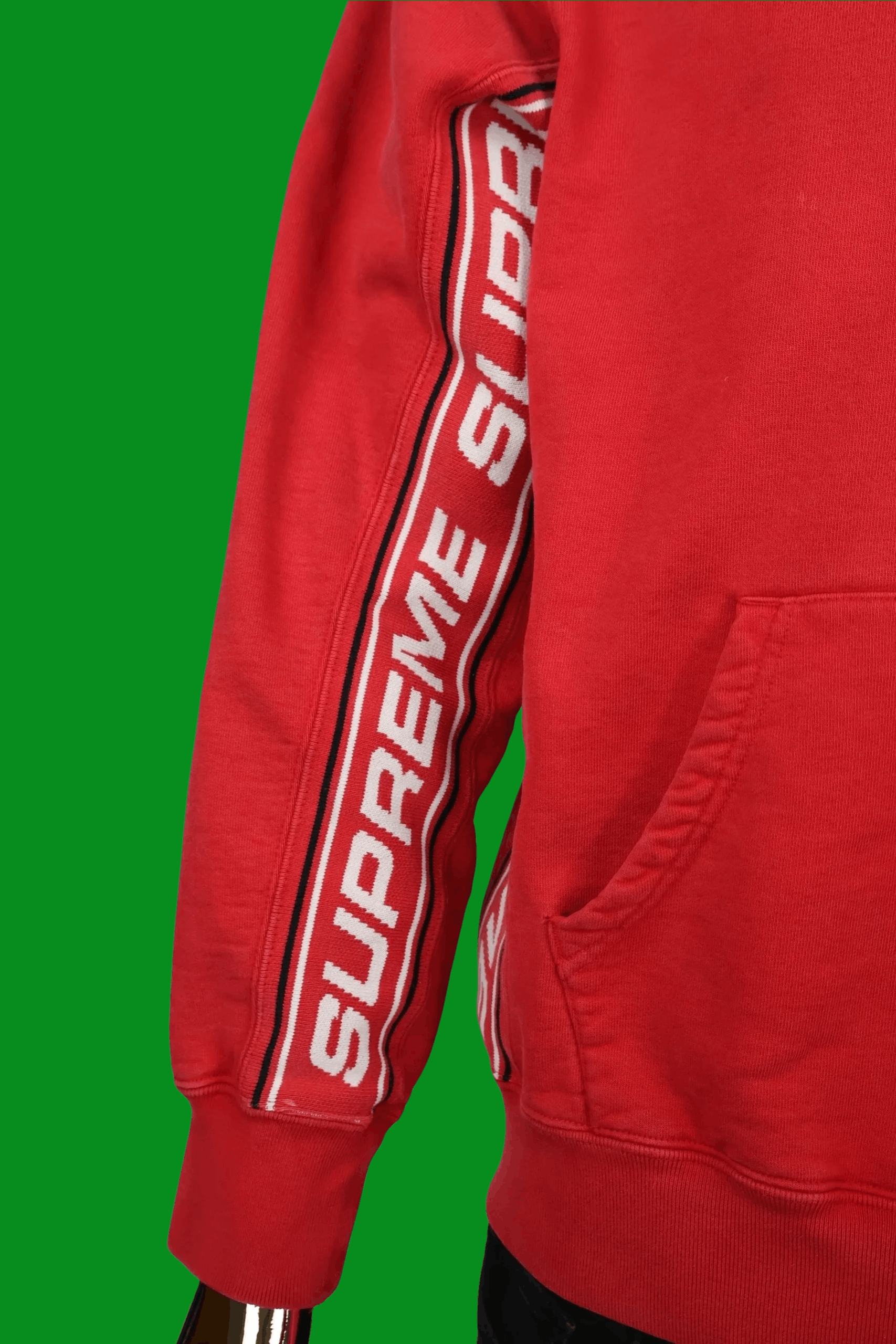 Supreme Authentic Pre-Owned 2018 Red Supreme Tape Stripe Hoodie Size US M / EU 48-50 / 2 - 3 Thumbnail