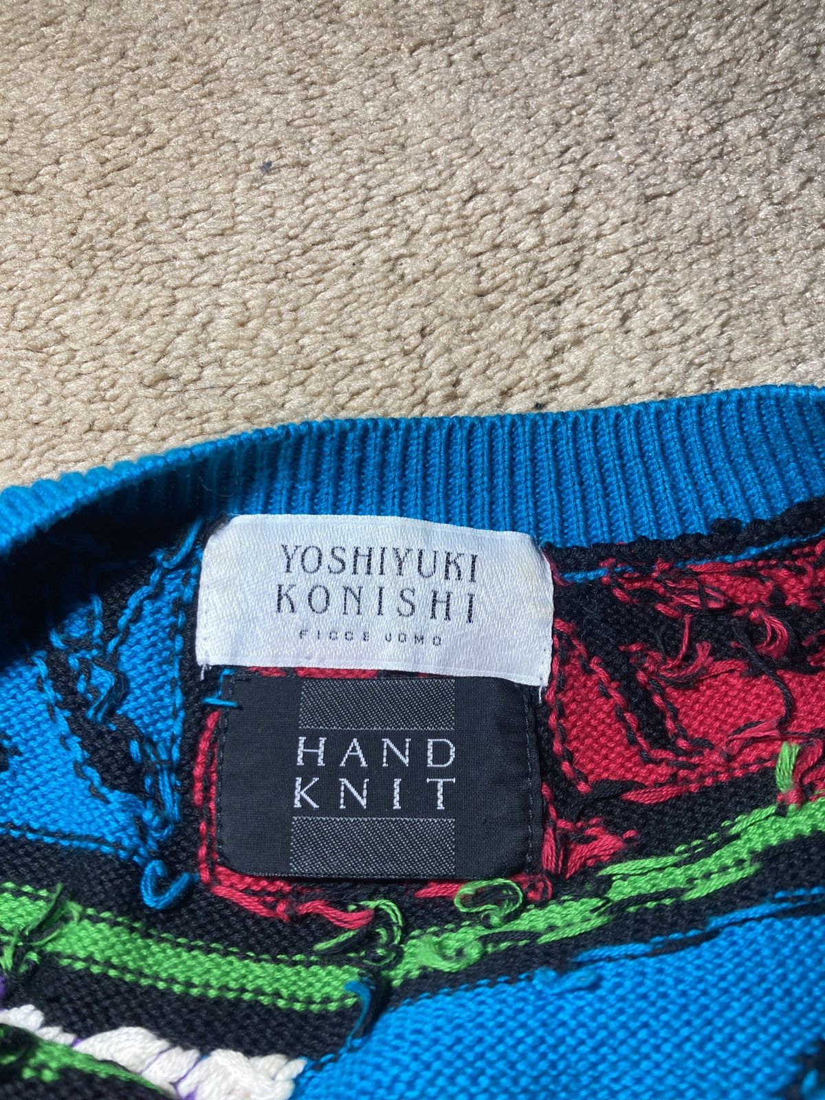 Japanese Brand SS92 Yoshiyuki Konishi Woman Painting Hand Knit Sweater 1992 Size US M / EU 48-50 / 2 - 7 Thumbnail