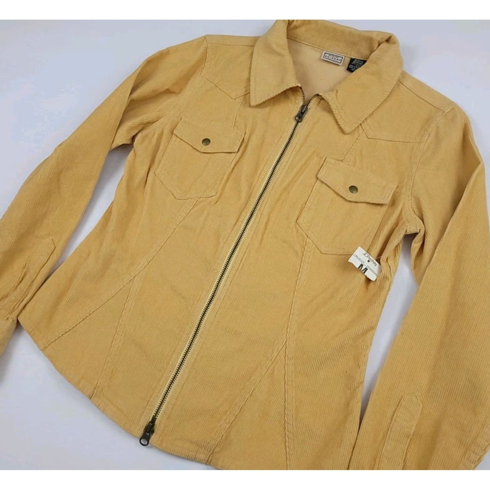 Vintage Vintage Arizona Y2k Corduroy Zip Lightweight Jacket Deadstock NWT Western Yellow Size M / US 6-8 / IT 42-44 - 3 Thumbnail